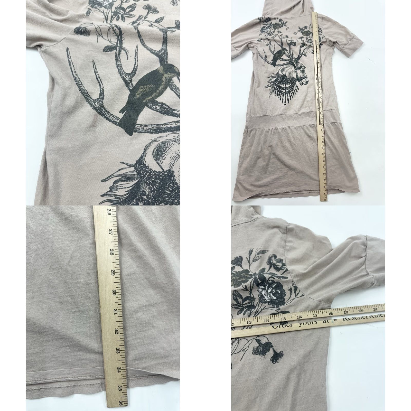 Vintage Drifter Shirt Dress Women L Beige Hoodie Pocket Reindeer USA Moto USA Reindeer Pocket Short Sleeve Casual Size L / US 10 / IT 46 - 9 Thumbnail