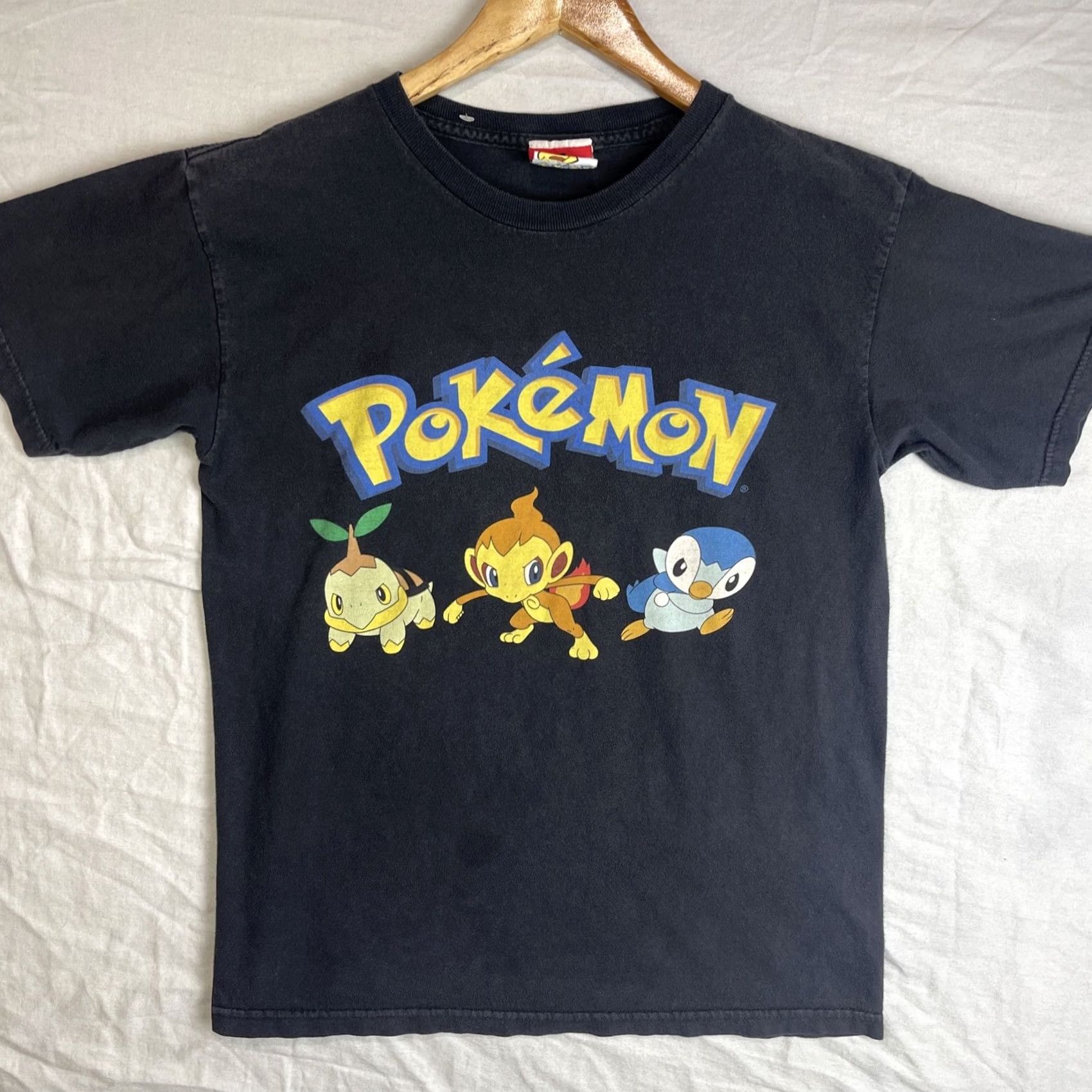 Nintendo Pokemon Shirt Mens Small Black Giant Nintendo Turtwig Chimchar Piplup Y2K 2007 Size US S / EU 44-46 / 1 - 2 Thumbnail
