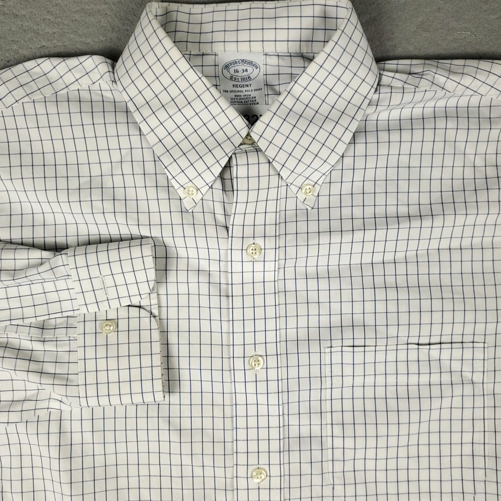 Brooks Brothers Brooks Brothers Dress Shirt Mens 16 White Blue Regent Button Up Long Sleeve Size 42R - 2 Thumbnail