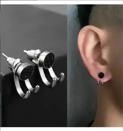 Sterling Silver Hook Paw Stud Earrings for Men Size ONE SIZE - 2 Thumbnail