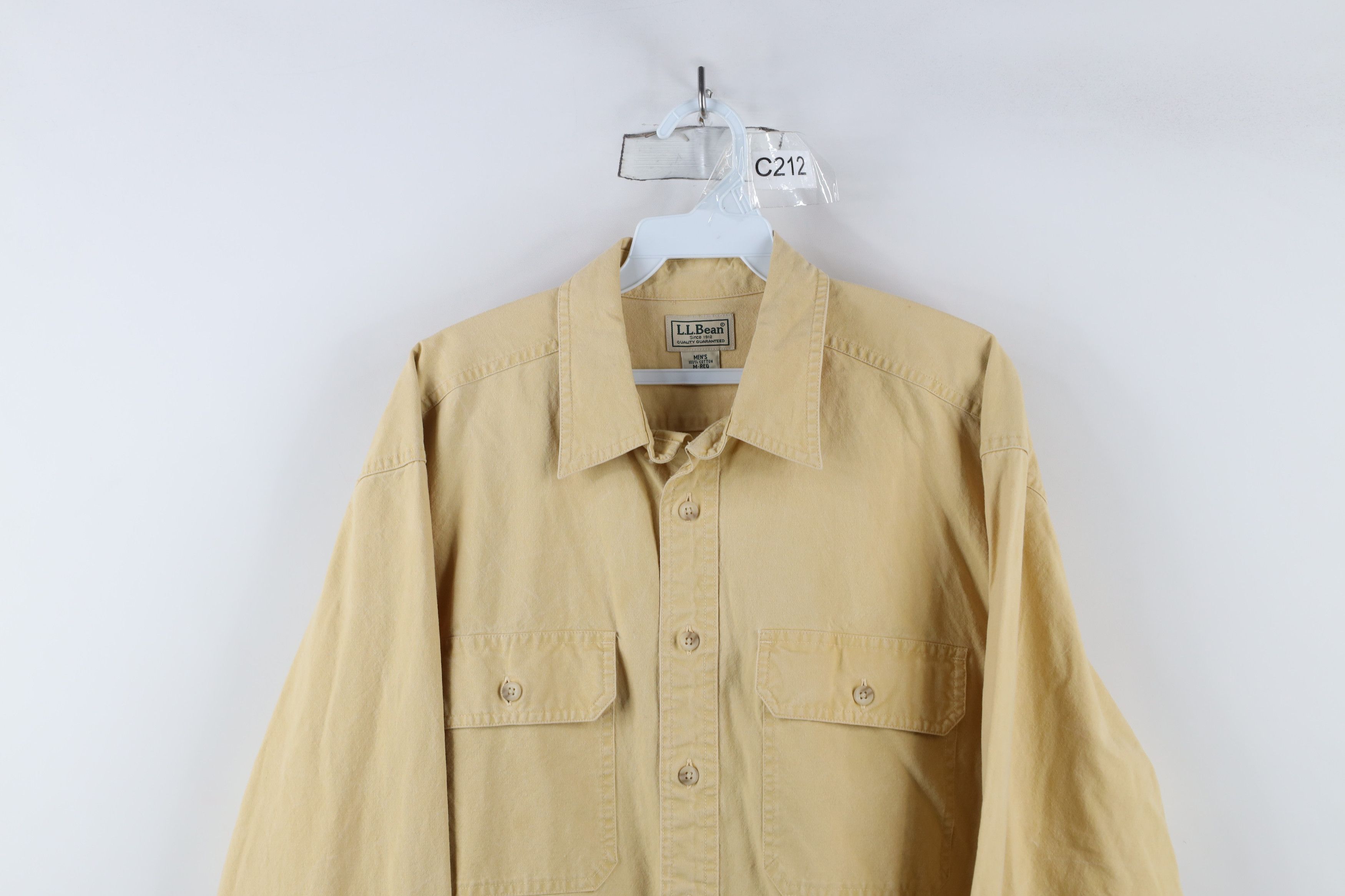 L.L. Bean × Vintage Vintage 90s LL Bean Stonewash Bush Button Shirt Yellow Size US M / EU 48-50 / 2 - 2 Thumbnail
