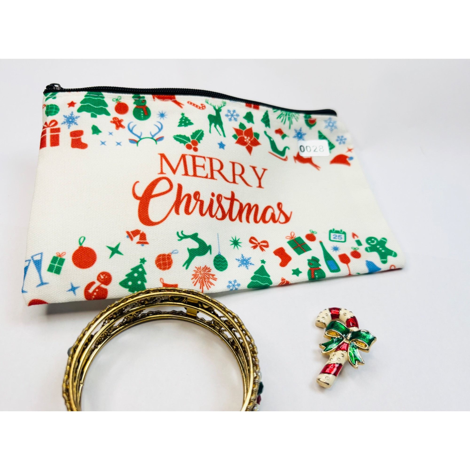 Other Merry Christmas Pouch W/Gold Bangles & Candy Cane Brooch Set Size ONE SIZE - 1 Thumbnail