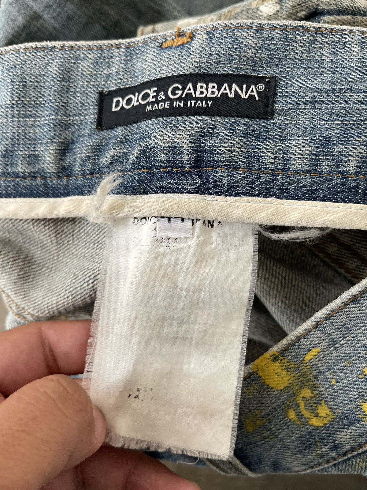 Dolce & Gabbana Dolce Gabbana Metal Logo Plate Paint Denim Pants Size US 34 / EU 50 - 11 Thumbnail