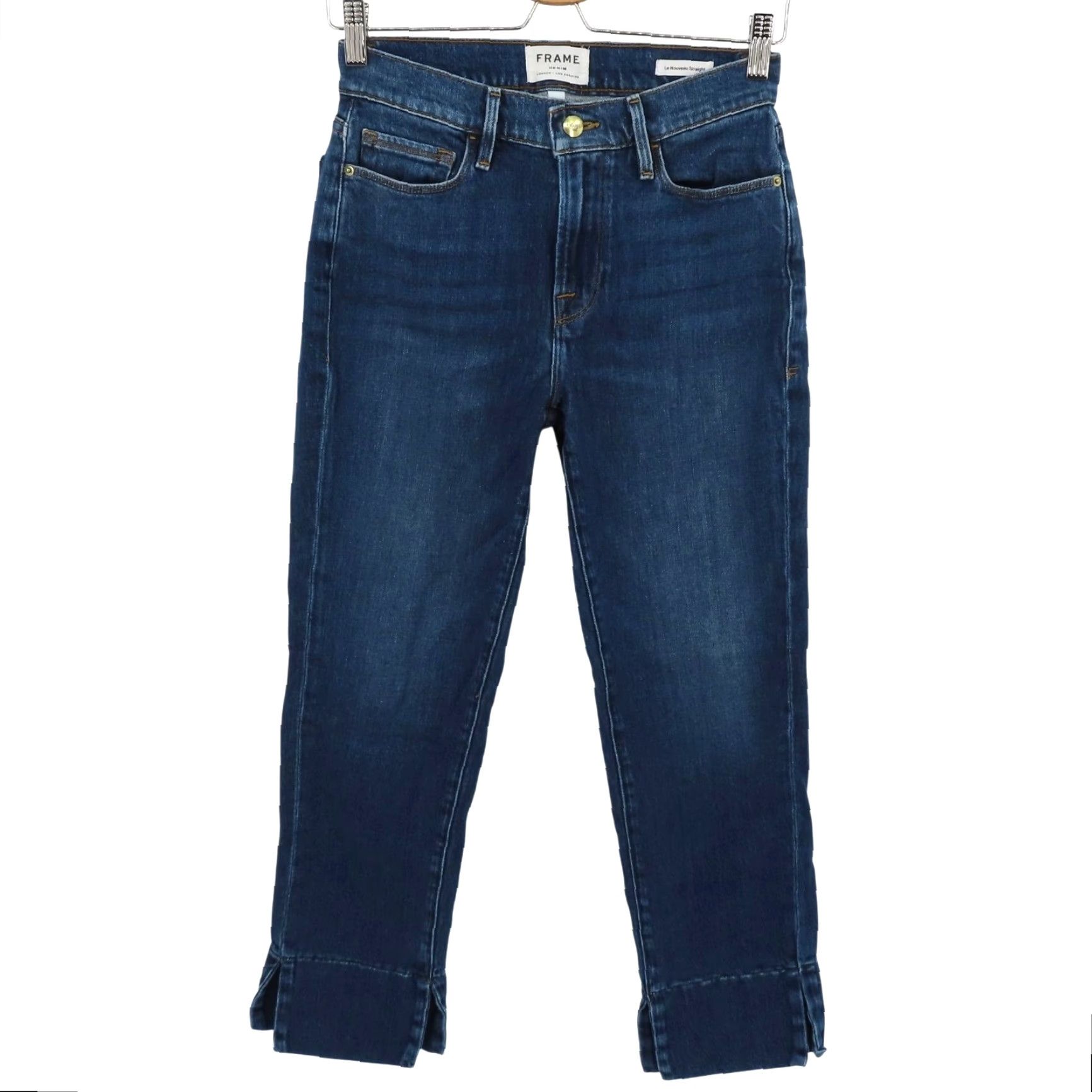 Frame Frame Women 27 Le Nouveau Straight Blue Wash Denim Jeans Ankle Hem Slits Cotton Size 27" / US 4 / IT 40 - 2 Thumbnail