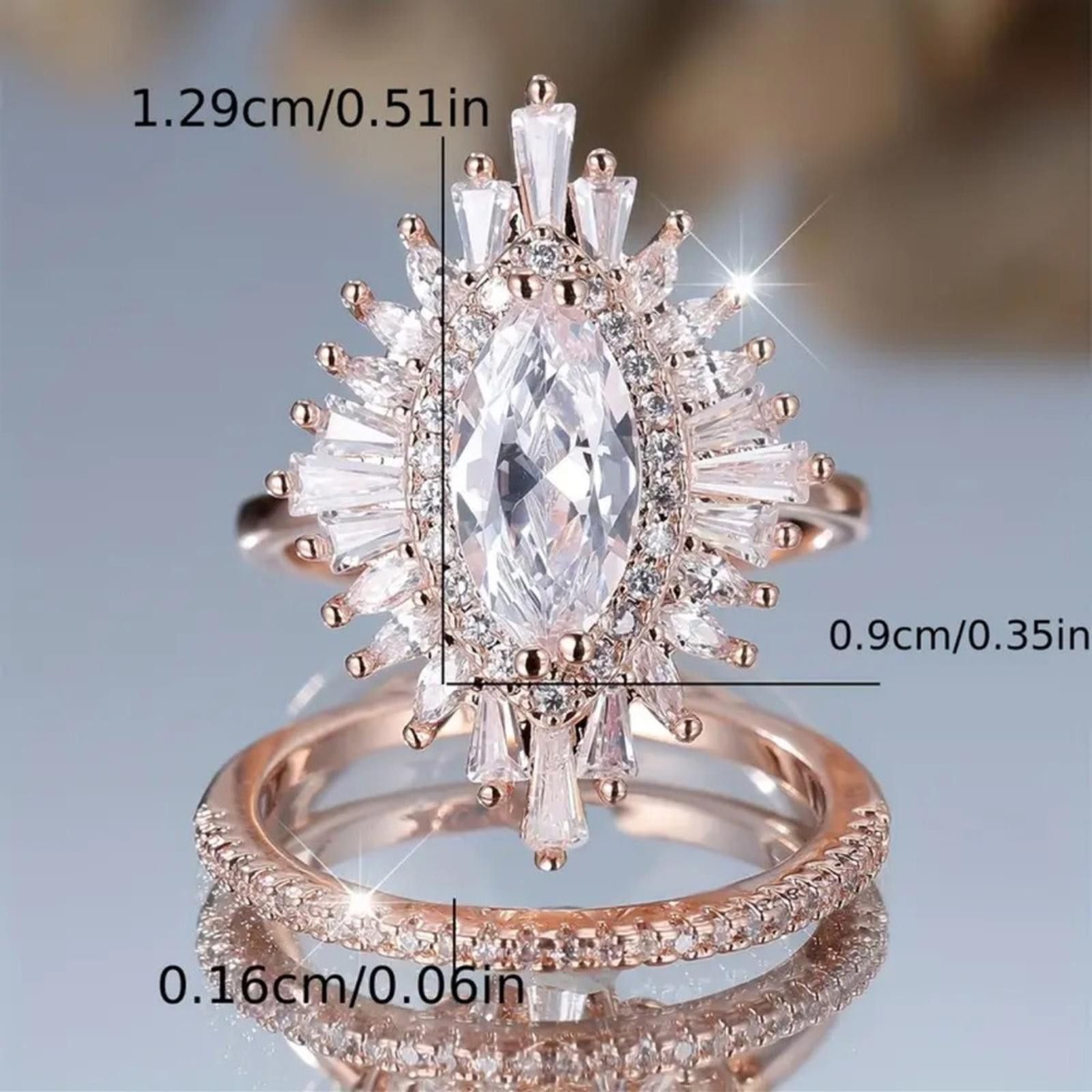 Designer Plated Gold Crystal Ring Bridal Set Art Deco Size 6 Size ONE SIZE - 6 Thumbnail