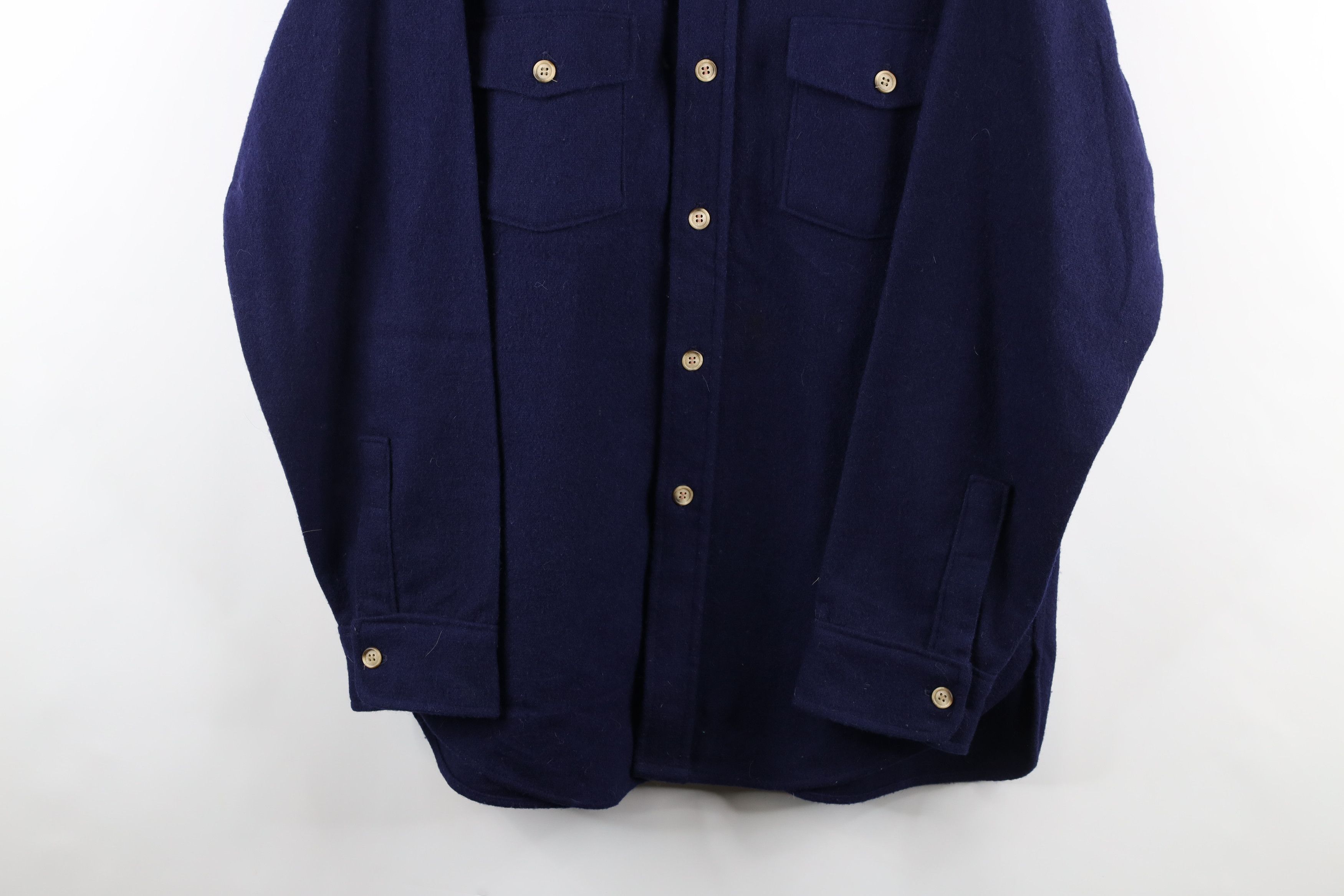 Vintage 60s 70s Woolrich CPO Shirt Jacket Jac Shirt Blue USA