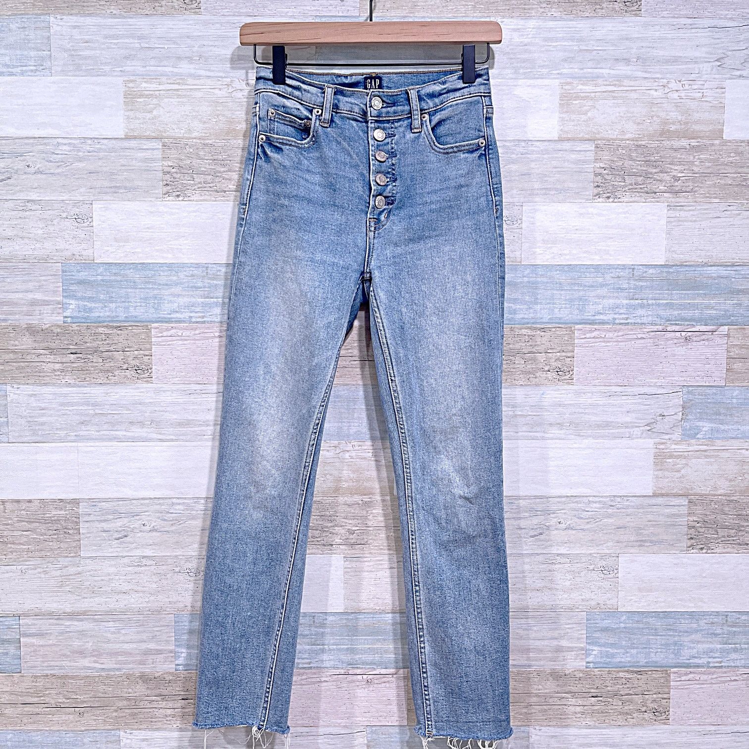 Gap GAP Cigarette Slim Button Fly Jeans Light Washwell Womens 24 Size 24" / US 00 / IT 34 - 1 Thumbnail