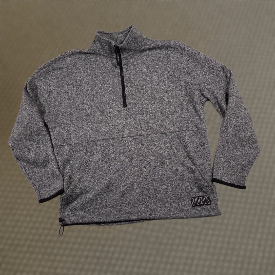 Pinko PINK Victoria's Secret Pullover Womens Medium Half Zip Sweater Fleece Pocket Sweater Gray Pocket Kangaroo Half Zip Mens? Size M / US 6-8 / IT 42-44 - 1 Thumbnail