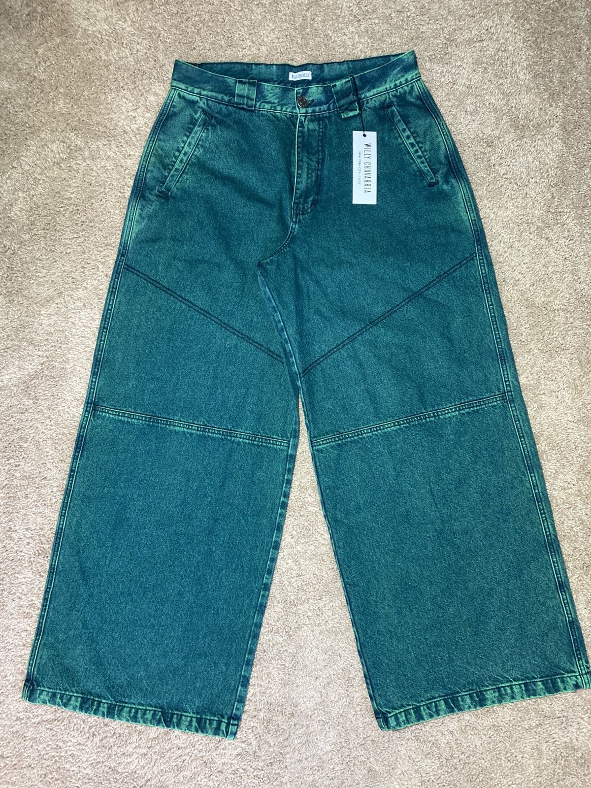 Willy Chavarria New SS24 Willy CHAVARRIA Raver Jeans L Overdyed Green Size US 34 / EU 50 - 1 Thumbnail