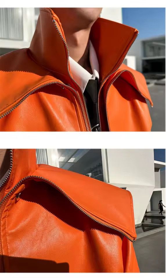 Other Designer Oversized PU Leather Zipper Streetwear Jacket Size US M / EU 48-50 / 2 - 4 Thumbnail