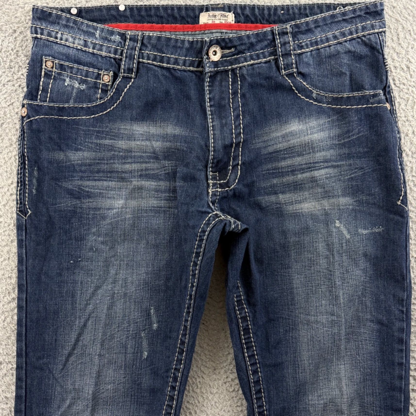 Denime Antique Rivet Jeans 38x30 Blue Bootcut Denim Western 5-Pocket Regular Mens Capable Distressed Size US 38 / EU 54 - 4 Thumbnail