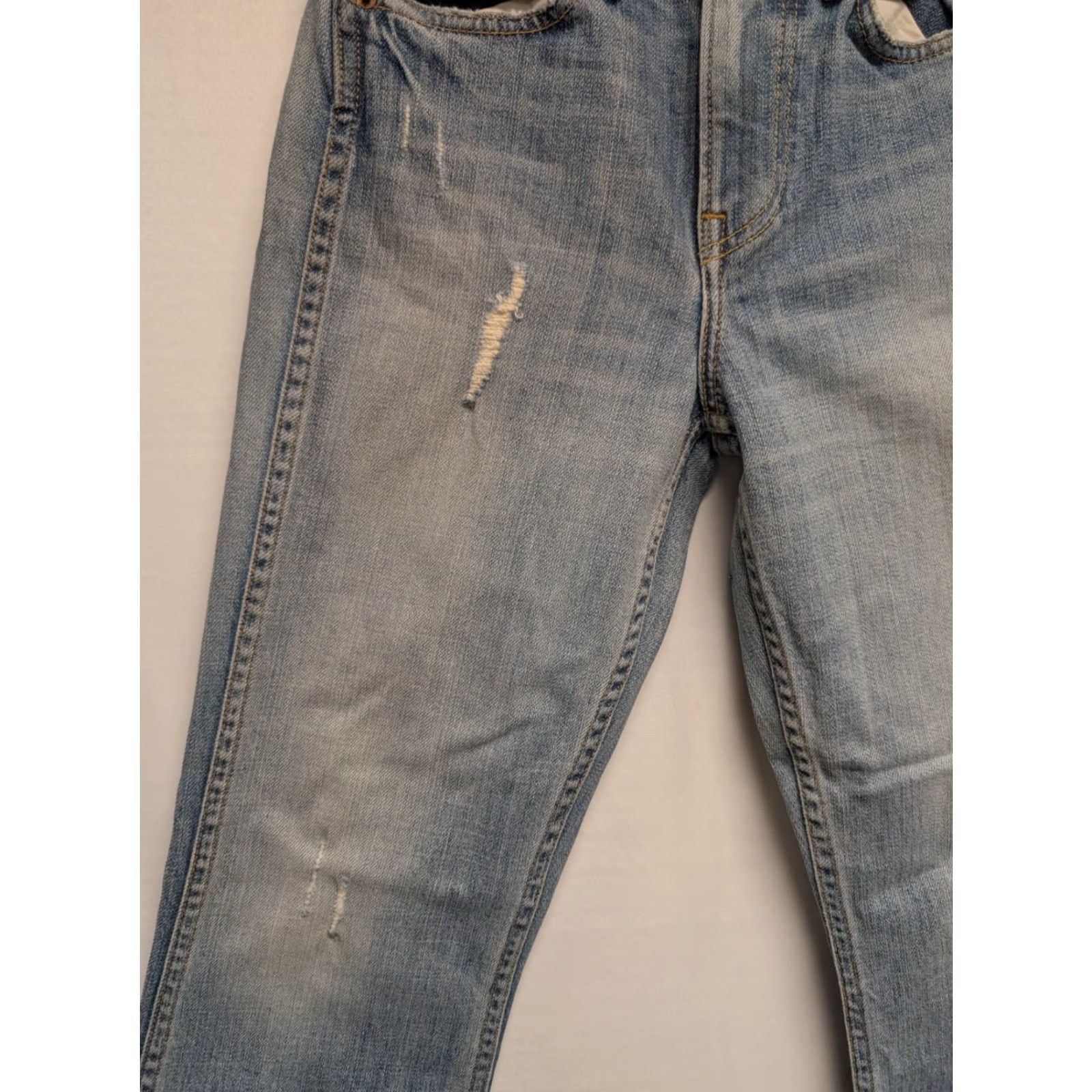 GRLFRND GRLFRND Joan Crop Flare Jeans - Blue Denim - 24 Inseam - Low Rise - Distressed - Raw Hem - Women's Jeans Size 42" / US 20 - 2 Thumbnail