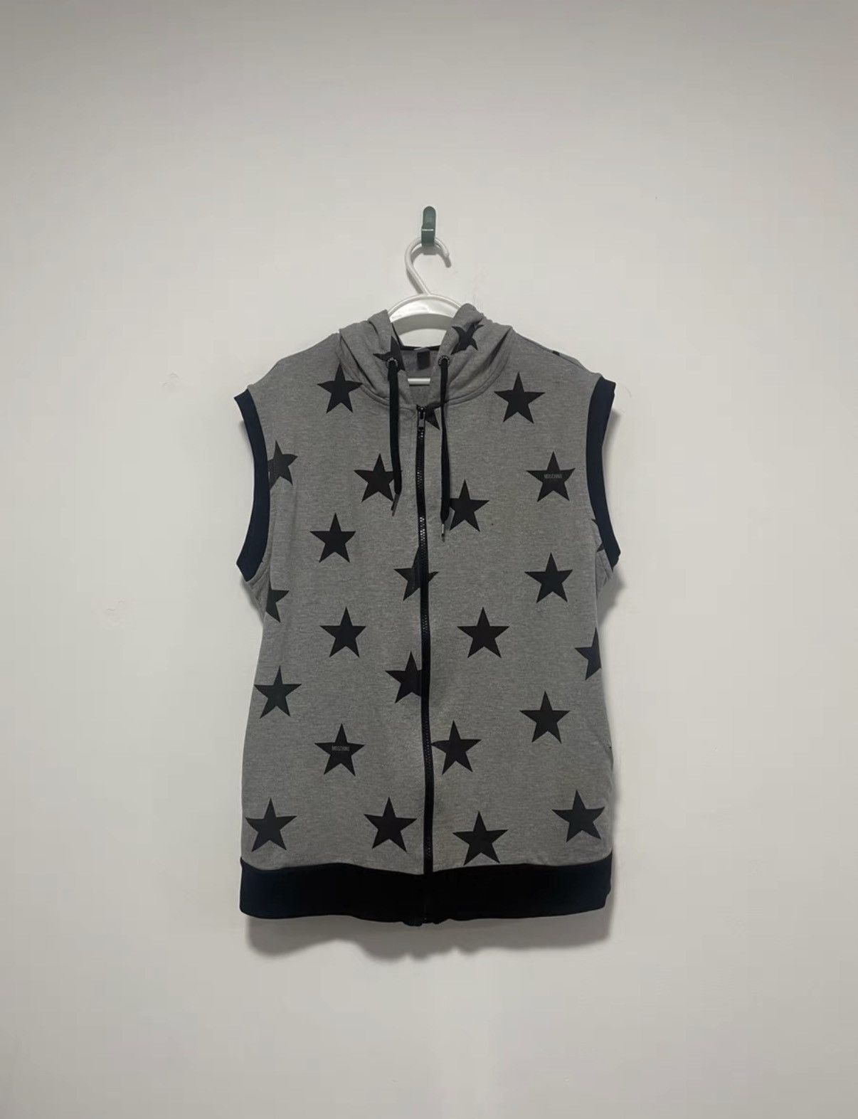 Moschino Moschino All-Over Star Print Sleeveless Zip Hooded Vest Size US L / EU 52-54 / 3 - 1 Thumbnail