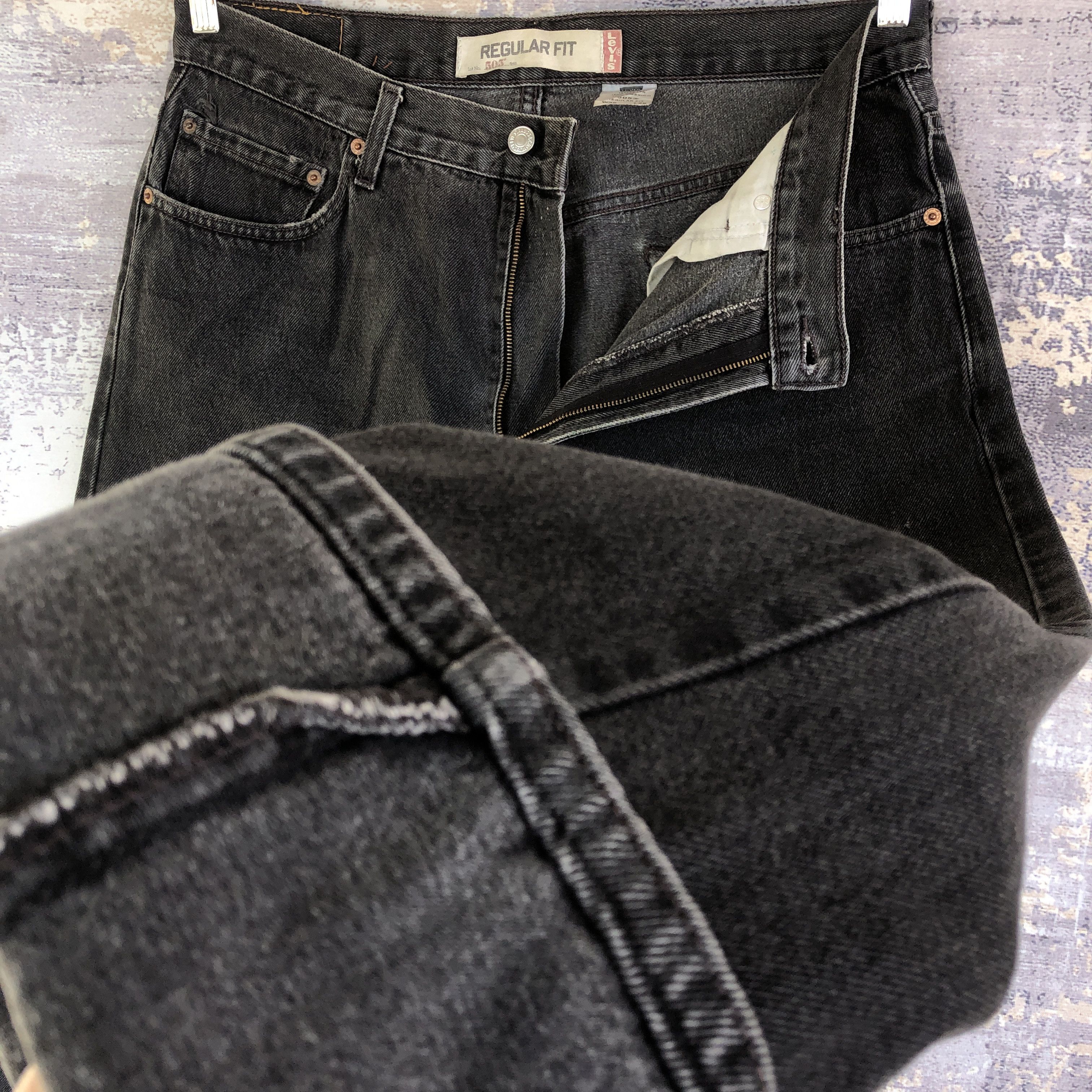 Levi's × Vintage Vintage Levis 505 Light Wash Jeans Levi's Faded Black Denim Size US 34 / EU 50 - 8 Thumbnail