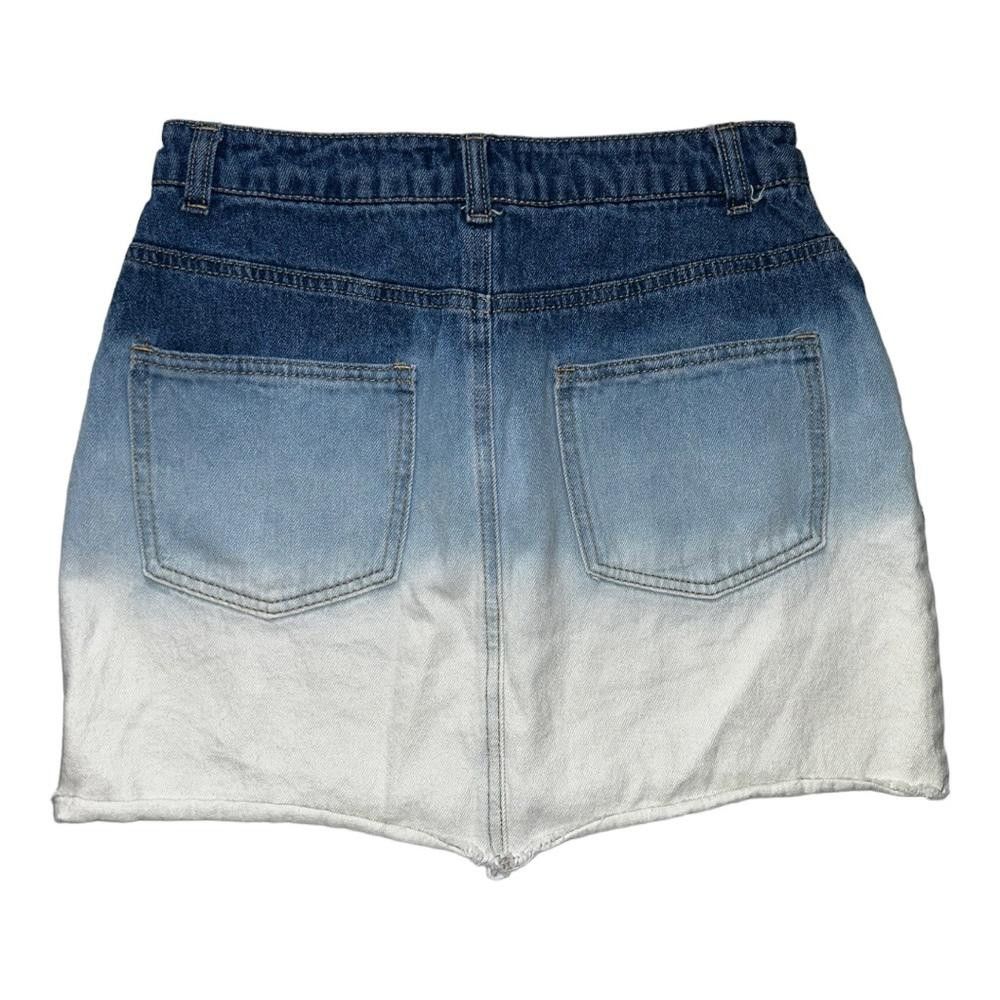 Forever 21 Ombré Denim Raw Hem Mini Skirt Size 4 Size 28" / US 6 / IT 42 - 2 Thumbnail