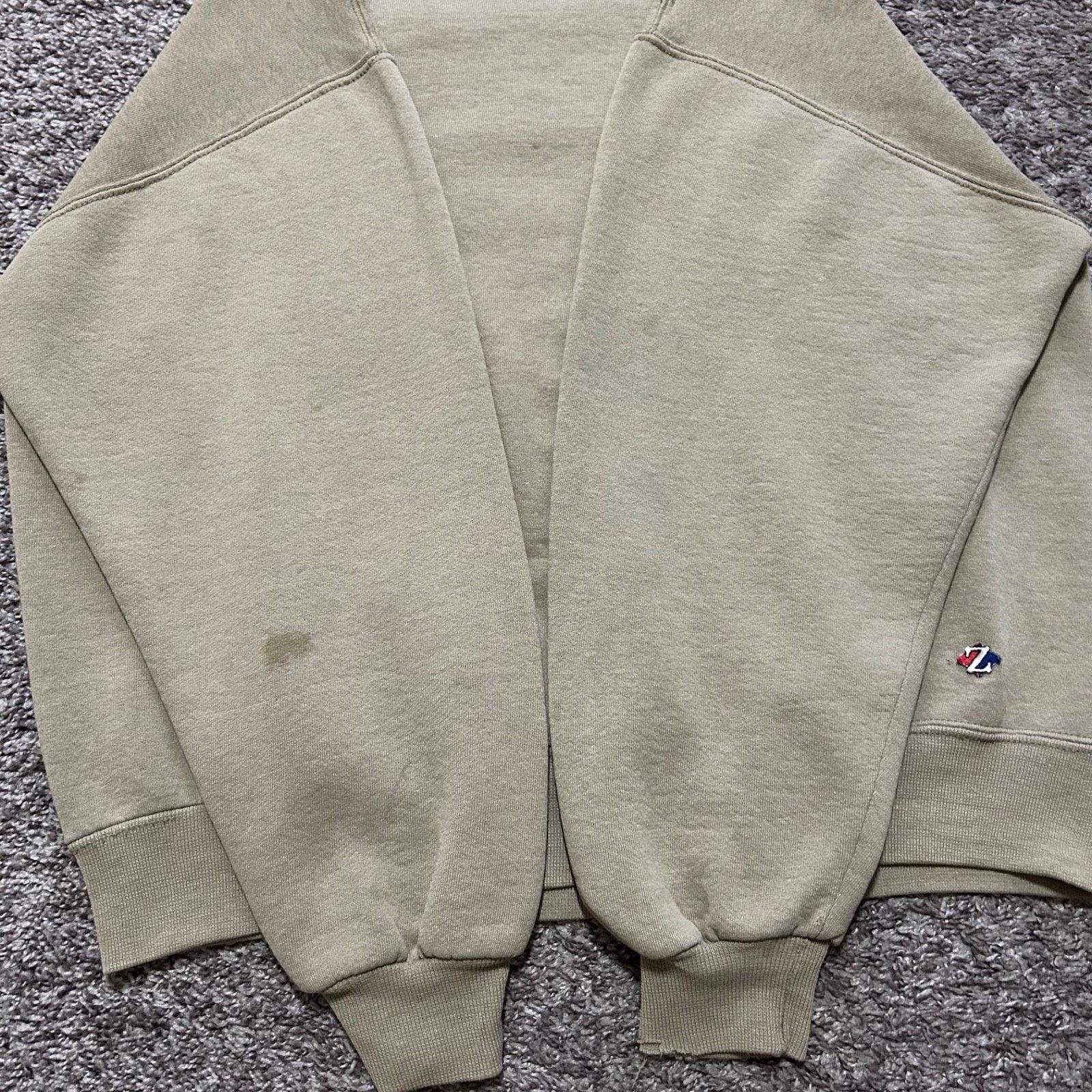 Jerzees × Vintage Vintage Thrashed Sweatshirt Blank Crewneck Pullover 90s Tan Size US L / EU 52-54 / 3 - 7 Thumbnail