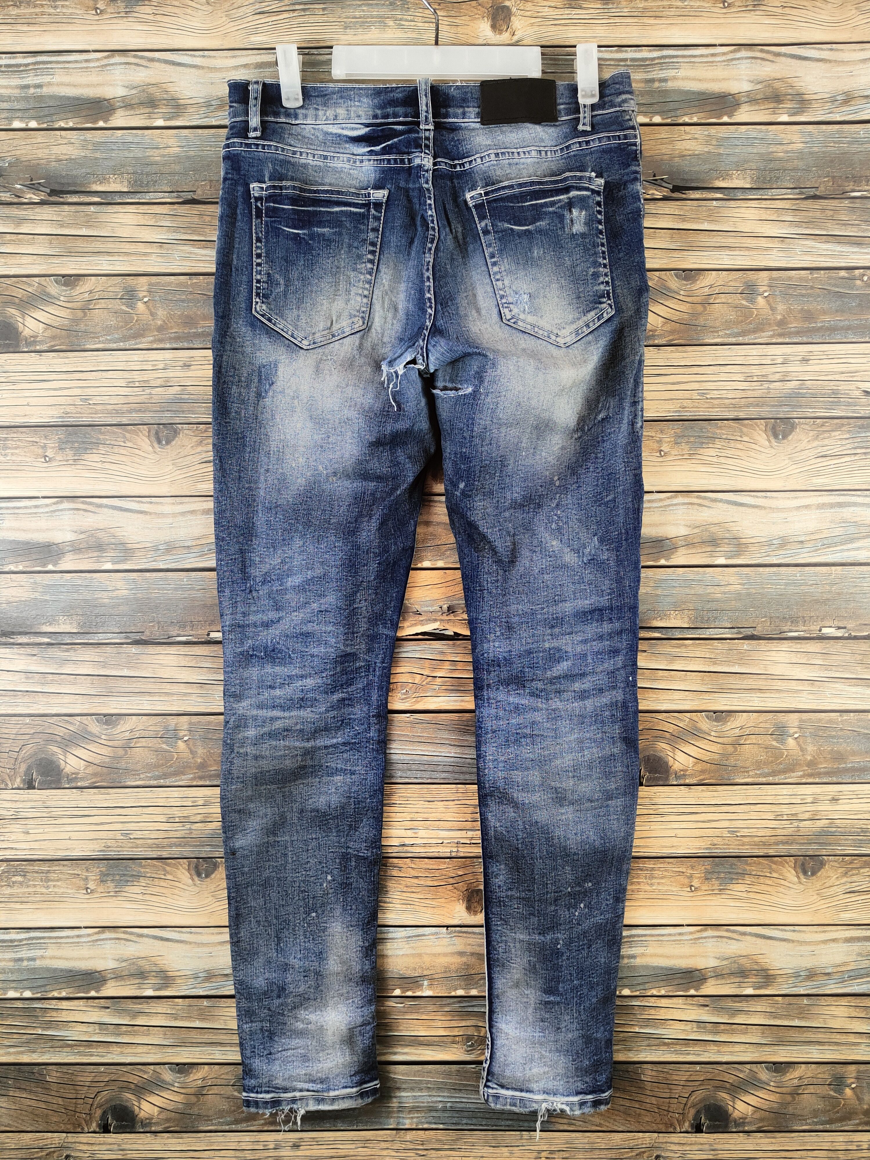 Japanese Brand U-men Dark Blue Distressed Ripped Jeans #S2910 Size US 29 - 7 Thumbnail