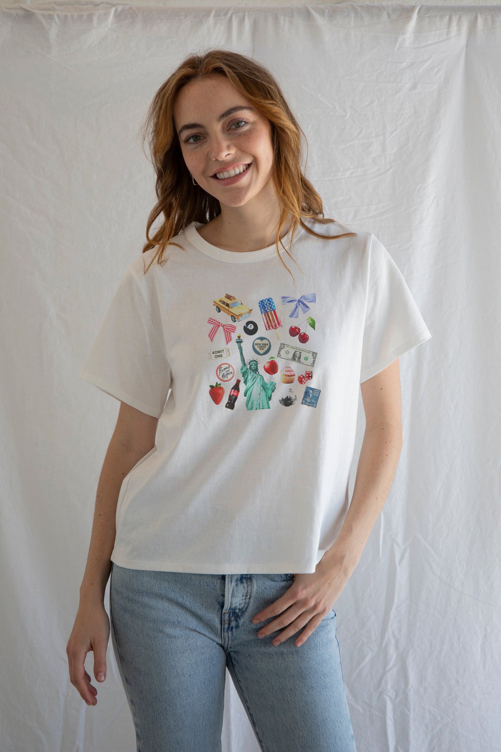 Designer × Vintage American Girl Mess Scrapbook Tee | Graphic T-Shirt Size M / US 6-8 / IT 42-44 - 1 Thumbnail