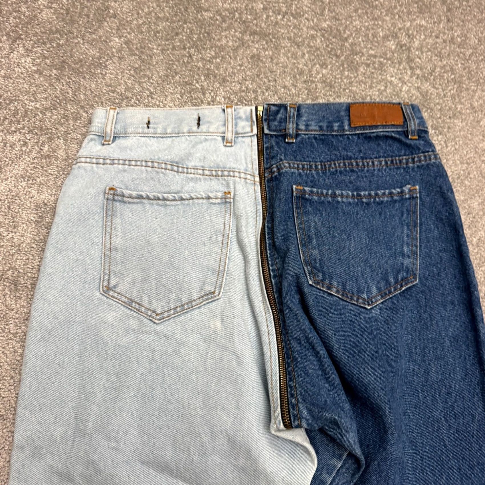 Vintage Milipili Tapered Jeans Womens 12 US 42 High Rise Two Tone Blue Denim Full Zip Size 34" / US 12 / IT 48 - 3 Thumbnail