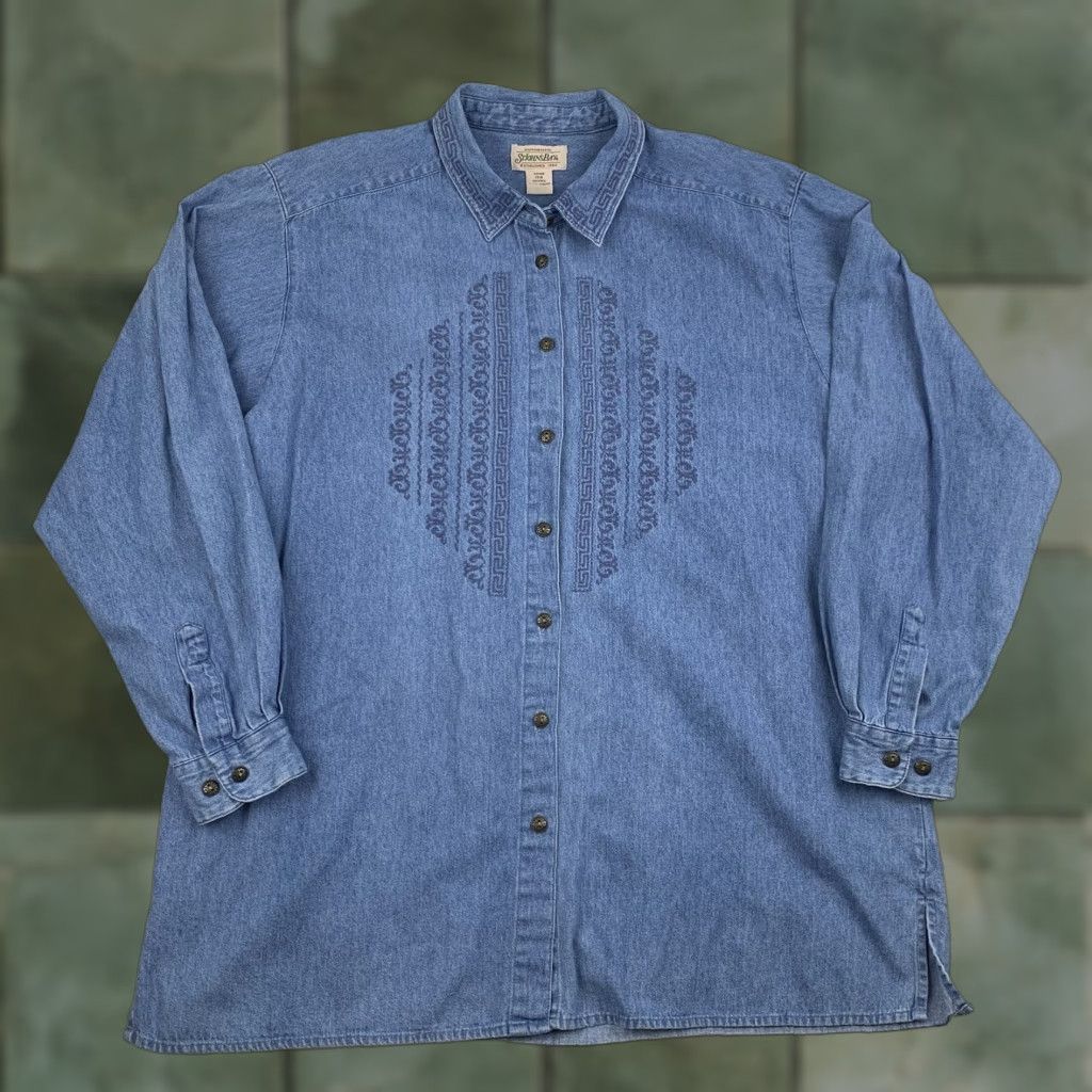 Vintage VINTAGE St. Johns Bay Denim Button Up Shirt Womens 18w Blue Embroidered 90s Y2K Shirt Womens 18w Blue Embroidered 90s Y2K Size XXL / US 16-18 / IT 52-54 - 1 Thumbnail