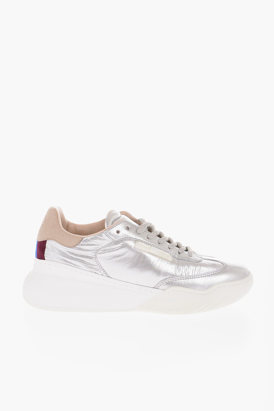 Stella McCartney og1mm0824 Metallic Effect Low-Top Sneakers in Silver Size US 8 / IT 38 - 1 Thumbnail