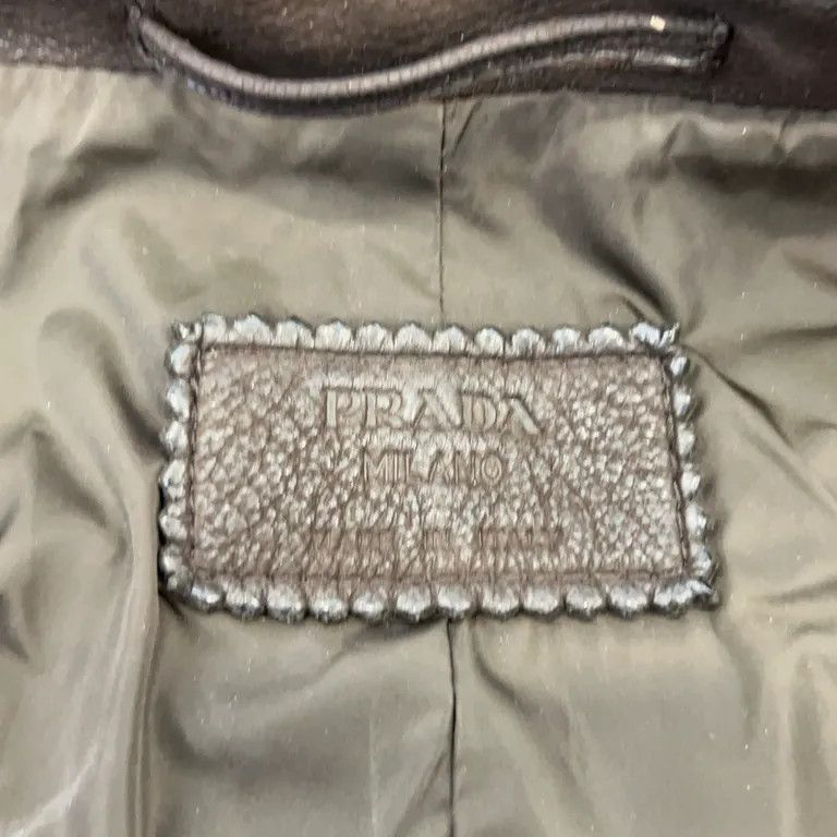 Prada Brown Leather Duffle Coat Size US L / EU 52-54 / 3 - 3 Thumbnail