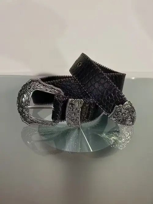 Y2K Gothic Buckle Belt in Black, Men’s (Size 30)