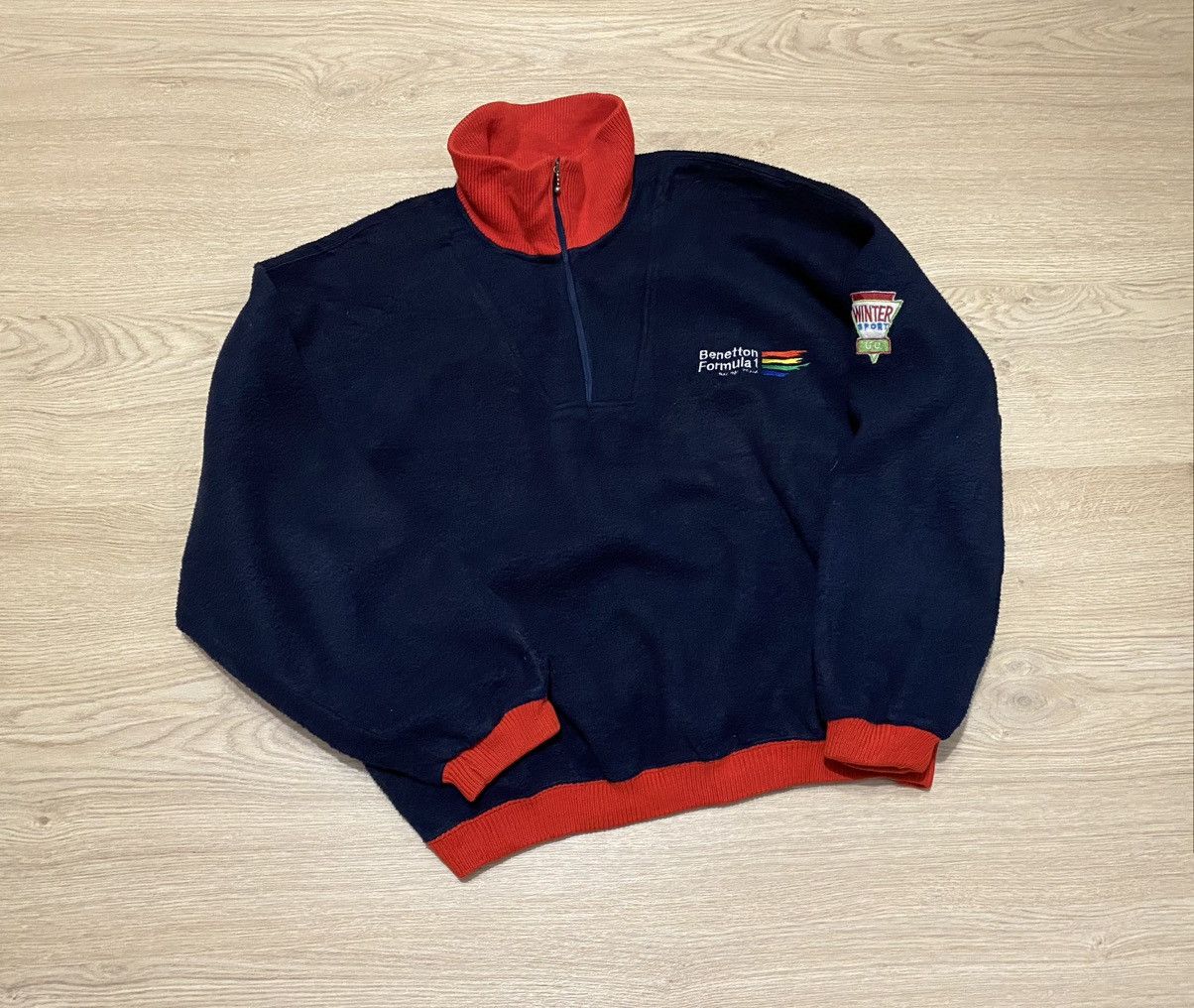 image of Vintage 90’S Benetton Racing Formula 1 Sport Fleece Pullover in Navy, Men's (Size Large)