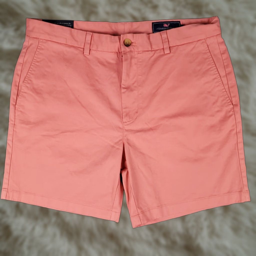 Vineyard Vines Vineyard Vines Shorts Size 35 Pink Breaker Classic Fit Flat Front Chino Mens Size US 35 - 1 Thumbnail