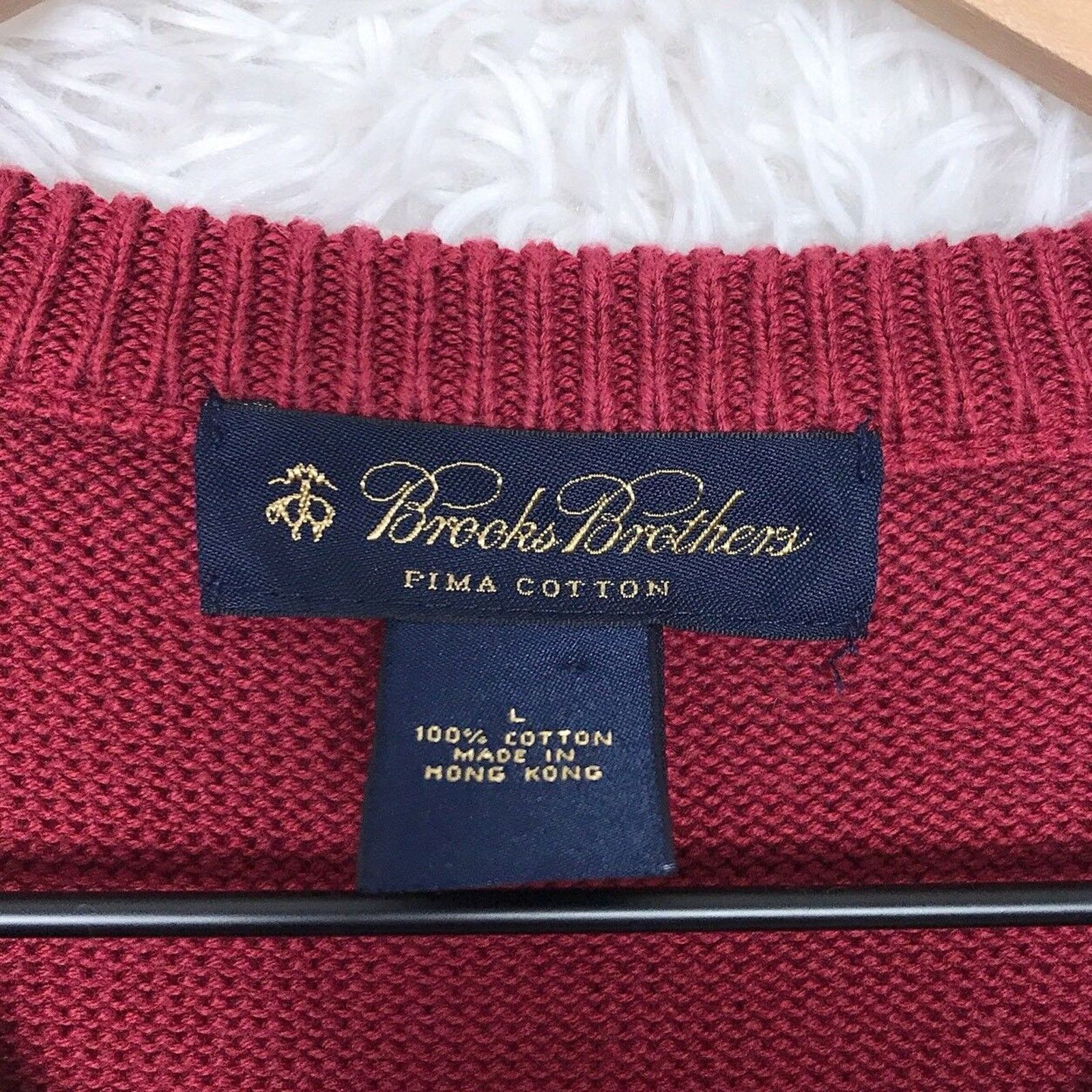 Brooks Brothers Brooks Brothers Pima Cotton Sweater Red V Neck Ribbed VTG L Size US L / EU 52-54 / 3 - 7 Thumbnail