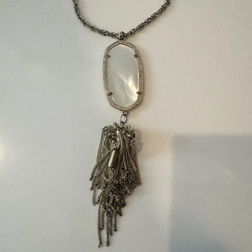 Designer Kendra Scott Rayne Ivory Mother of Pearl Long Gold Necklace Size ONE SIZE - 5 Thumbnail