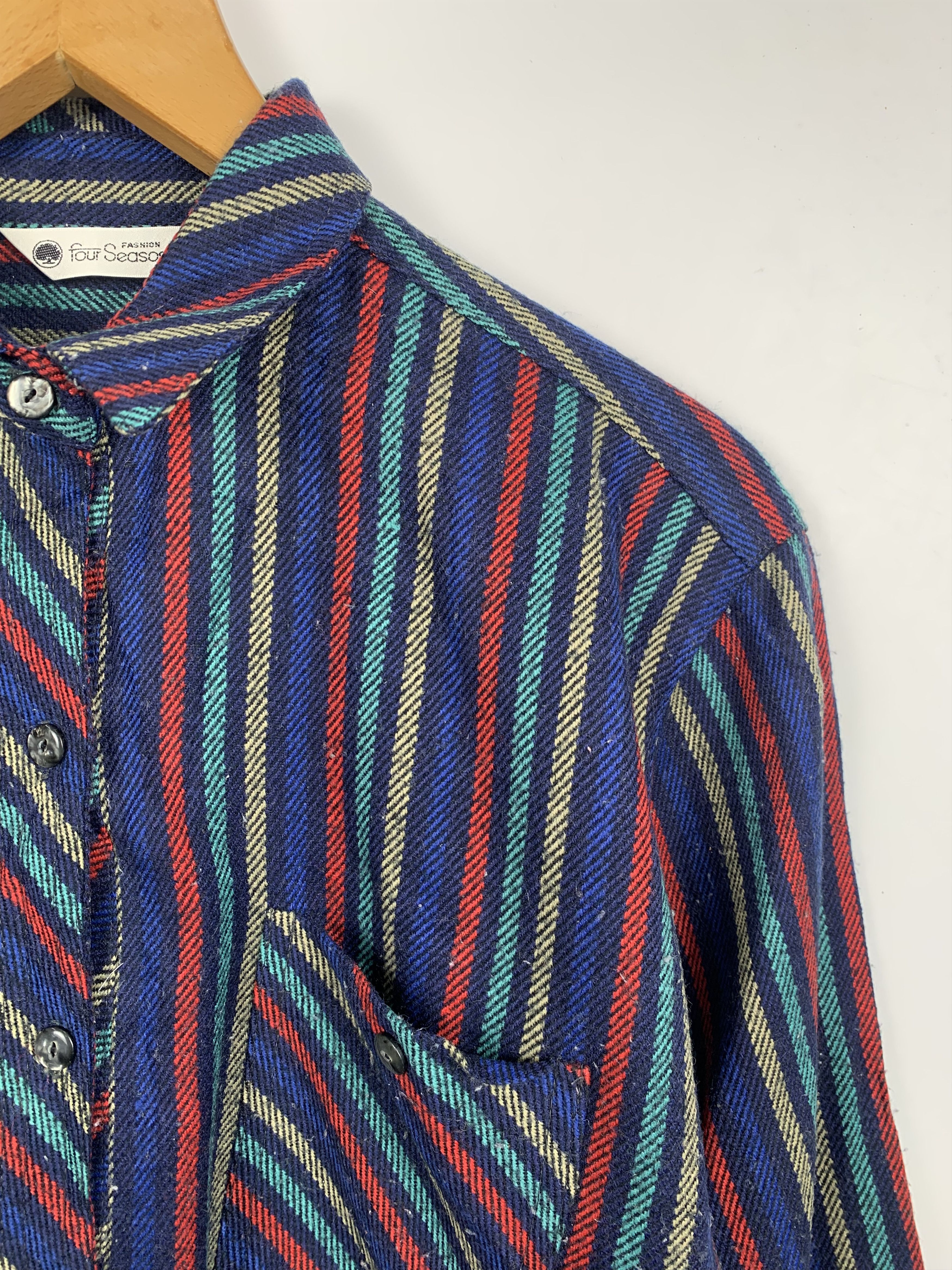 Vintage Vintage Multicolour Striped Double Pocket Shirt J1177 Size US L / EU 52-54 / 3 - 9 Thumbnail