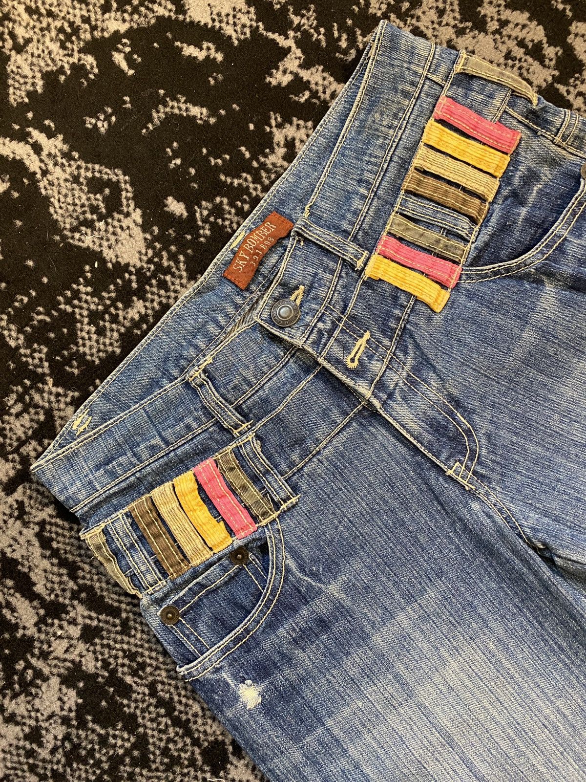 Japanese Brand Sky Bomber Japanese Archive Nylaus Double Waist Denim Size US 30 / EU 46 - 12 Thumbnail