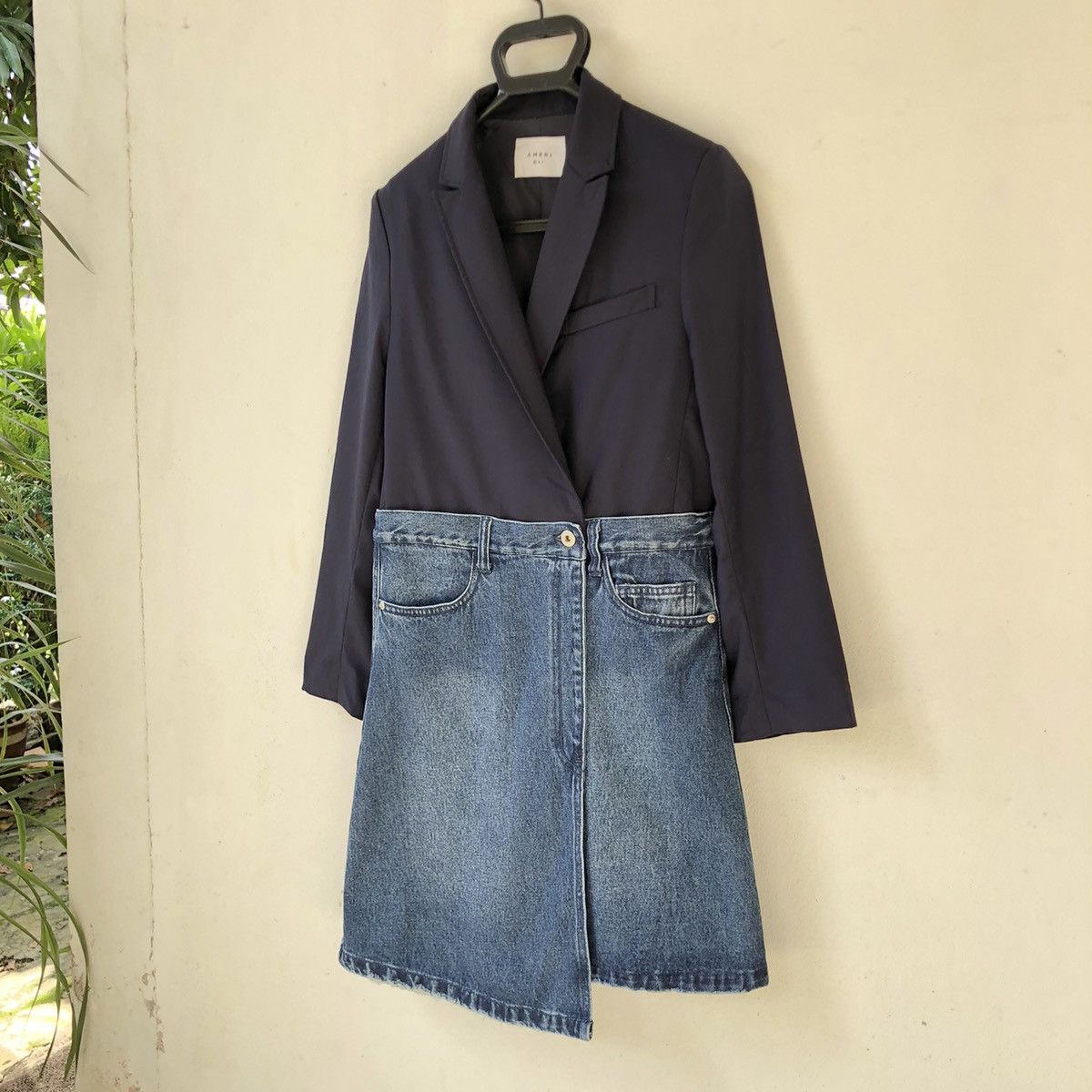 Designer AMERI Hybric Tailored Blazer Denim Skirt Dress Size S / US 4 / IT 40 - 5 Thumbnail