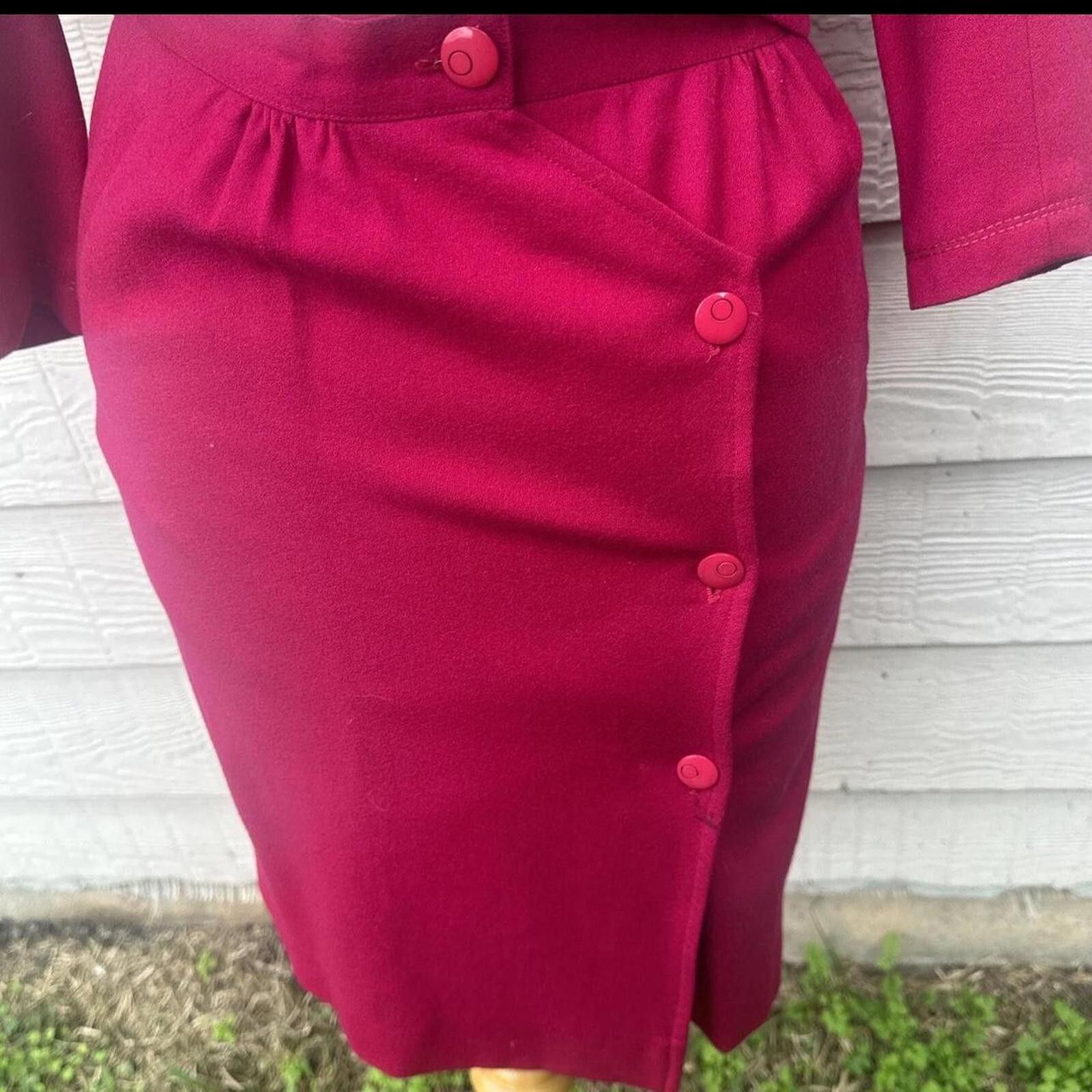 Other Vintage 80s Pink Skirt Suit Size S Wool Asymmetrical Size S / US 4 / IT 40 - 3 Thumbnail