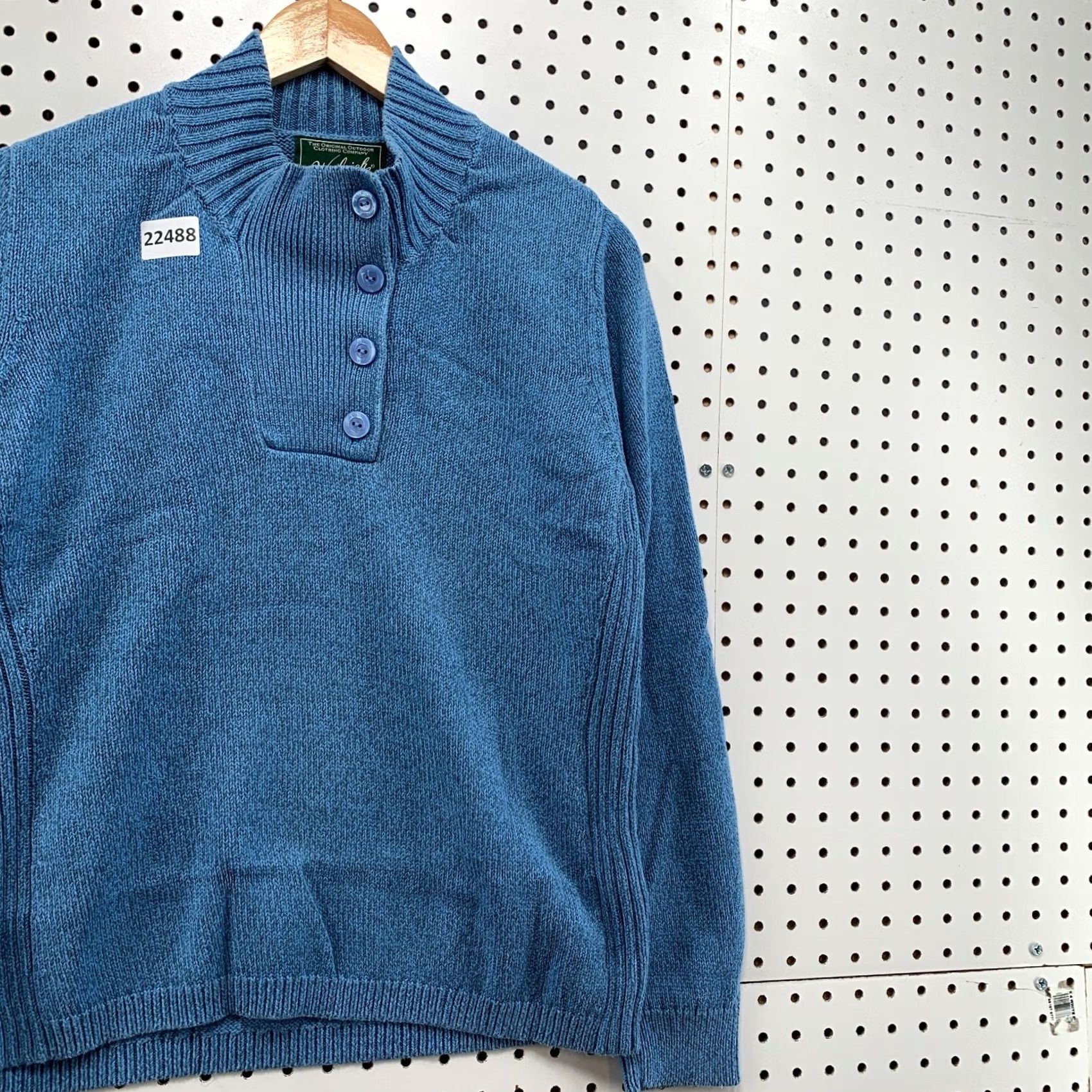 Vintage Woolrich Sweater Womens Medium Blue Knit Pullover Shawl Neck Button Fits 21x25 Size M / US 6-8 / IT 42-44 - 4 Thumbnail