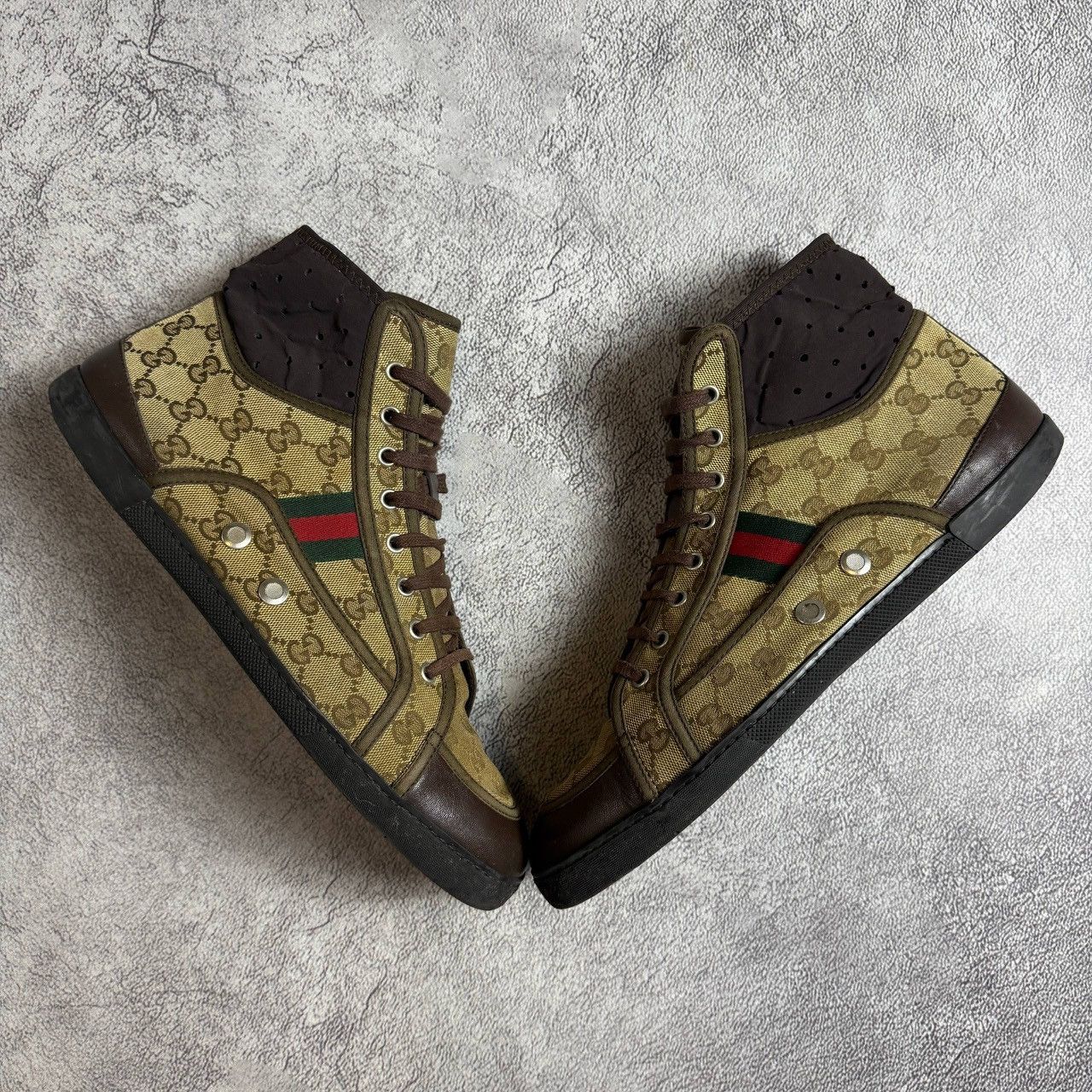 Gucci GG California Monogram Leather Striped High Top