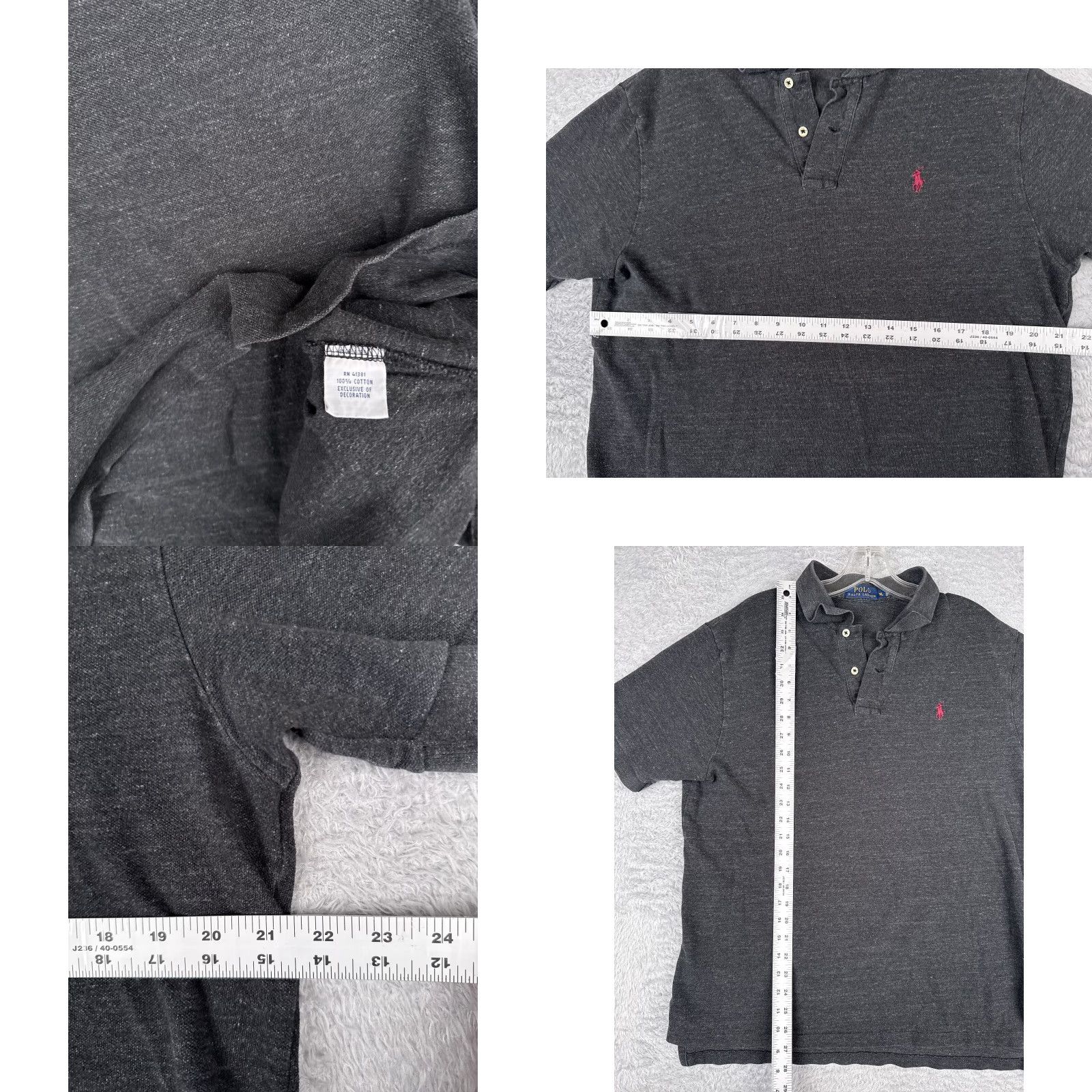 Ralph Lauren Ralph Lauren Men’s Polo Shirt XL Dark Gray 100% Cotton Slim Fit Knit Button Collar Embroidered Logo Size US XL / EU 56 / 4 - 8 Thumbnail