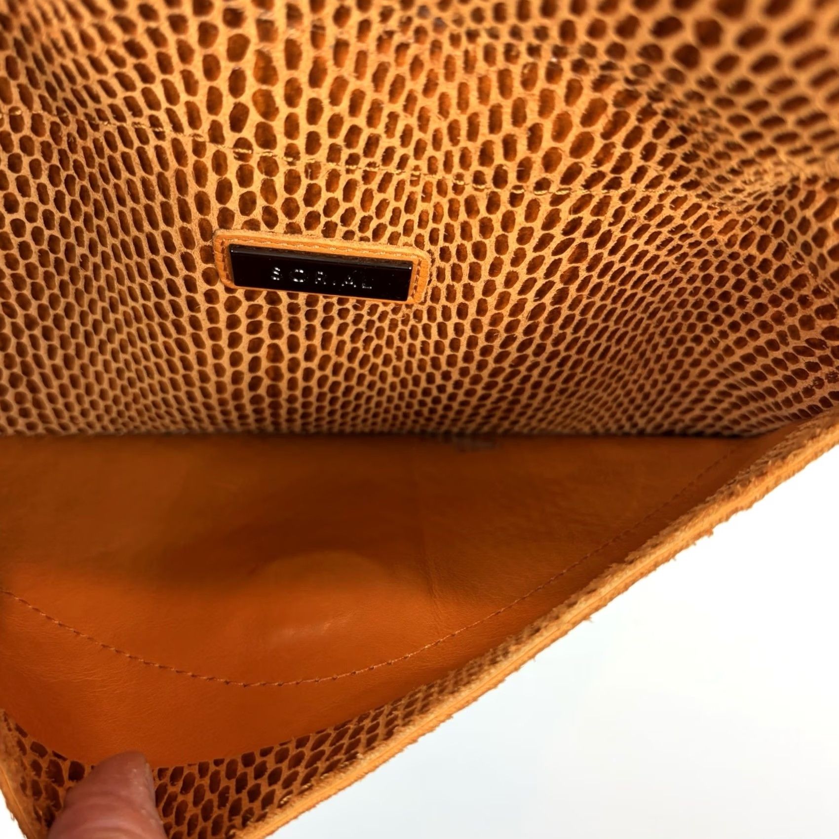Vintage Sorial Crossbody Bag Purse Leather Snake Print Orange Envelope Chain Handle Shoulder Bag Women Large Size ONE SIZE - 5 Thumbnail