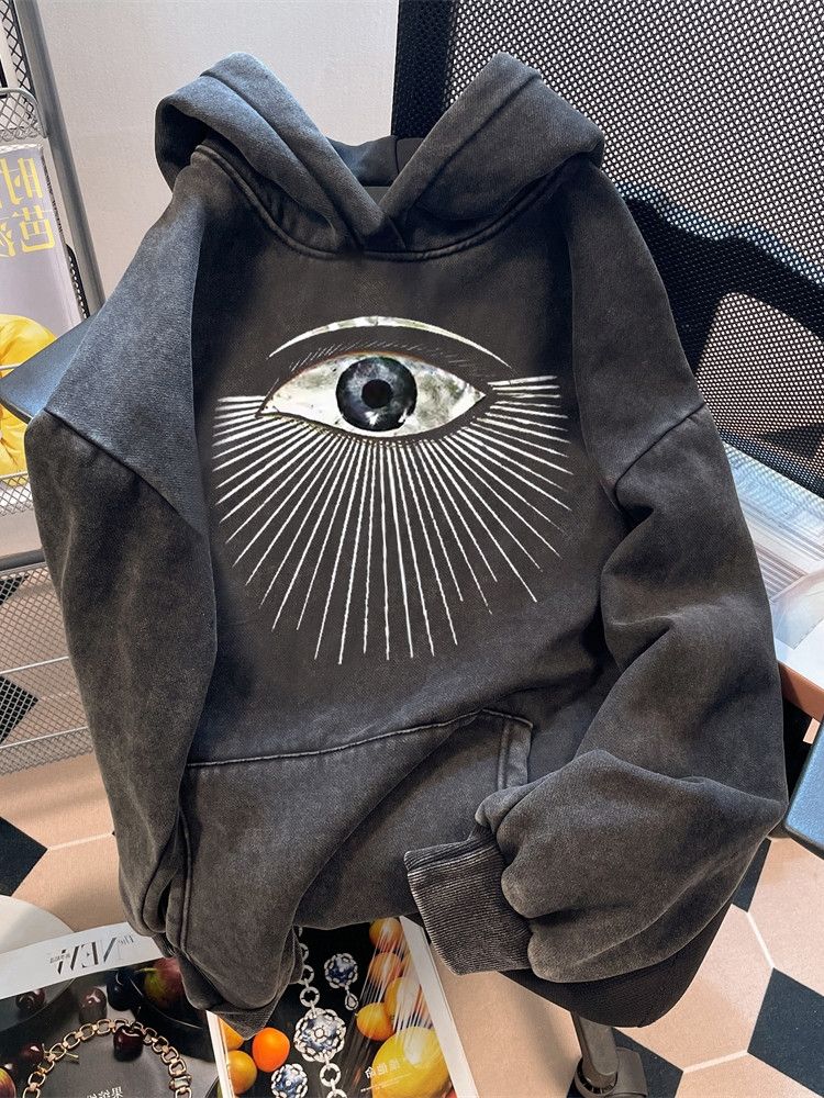 Japanese Brand × Vintage Single Eye of Devil Printed Old Washed Hoodie Size US L / EU 52-54 / 3 - 1 Thumbnail