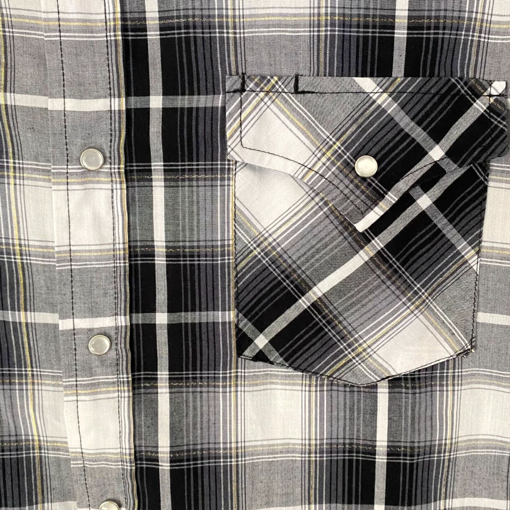Vintage VINTAGE Plains Western Wear Pearl-Snap Shirt Men's Large Gray Plaid Button-Up Size US L / EU 52-54 / 3 - 7 Thumbnail