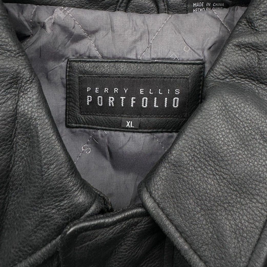 Perry Ellis Perry Ellis Portfolio Leather Jacket Mens XL Full Zip Black Wool Blend Lined Coat Overcoat Mens XL Leather Jacket Size US XL / EU 56 / 4 - 3 Thumbnail