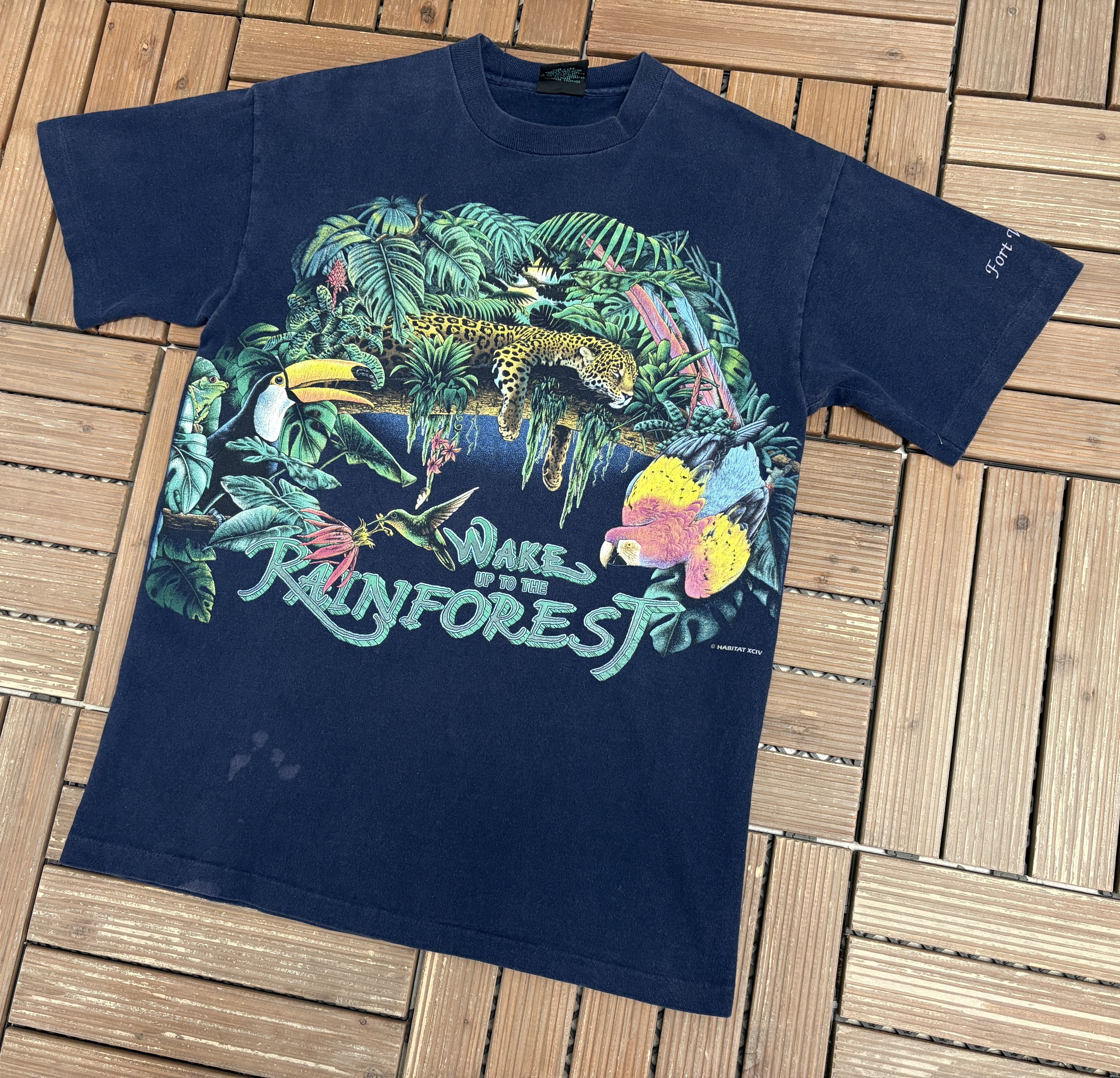 Vintage Wake Up To The Rainforest Vintage Blue T-Shirt Tee Size US M / EU 48-50 / 2 - 4 Thumbnail