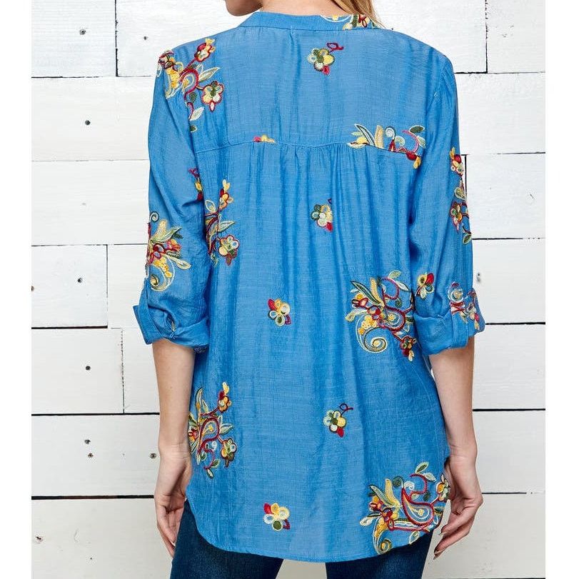 Other EUC Fig & Flower Embroidered Floral Blouse Sz. S Cornflower Size S / US 4 / IT 40 - 7 Thumbnail