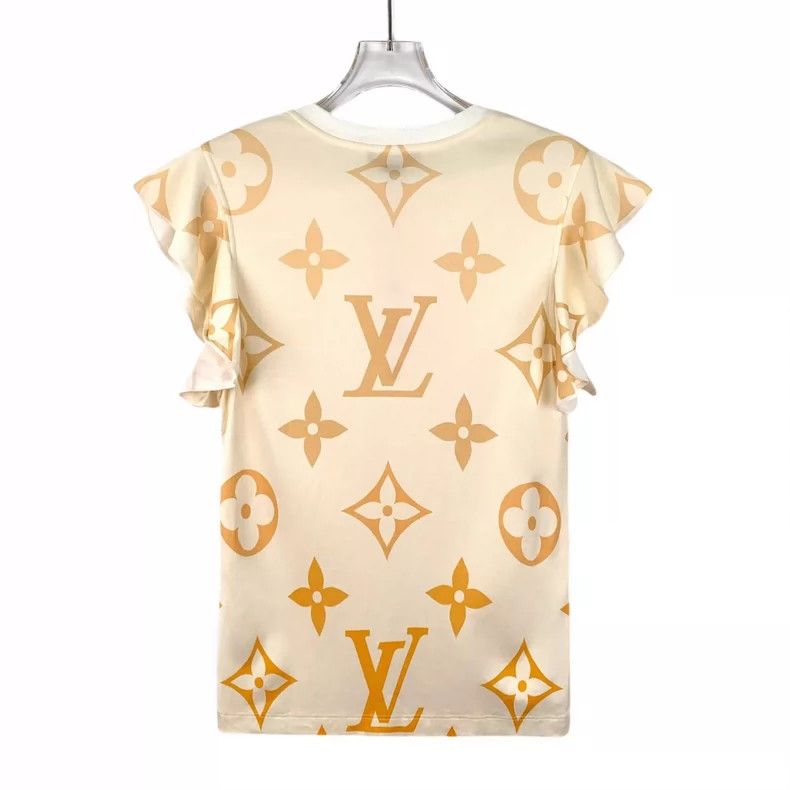 Louis Vuitton Louis Vuitton Beige logo full-print cotton crewneck lacy s Size S / US 4 / IT 40 - 2 Thumbnail