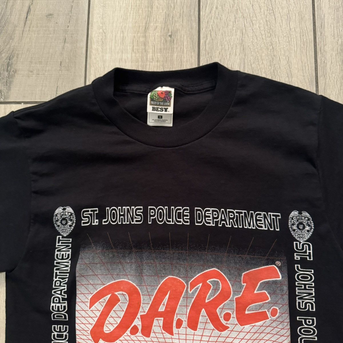D.A.R.E × JNCO × Stussy Vintage 1996 90s Black And Red Drug Dare Graphic Tee Fits XS Size US XS / EU 42 / 0 - 3 Thumbnail