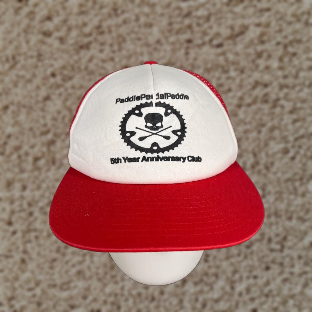 Vintage VINTAGE Paddle 5th Year Anniversery Club Hat Cap Strap Back Adult Red Skull Cotton Size ONE SIZE - 1 Thumbnail