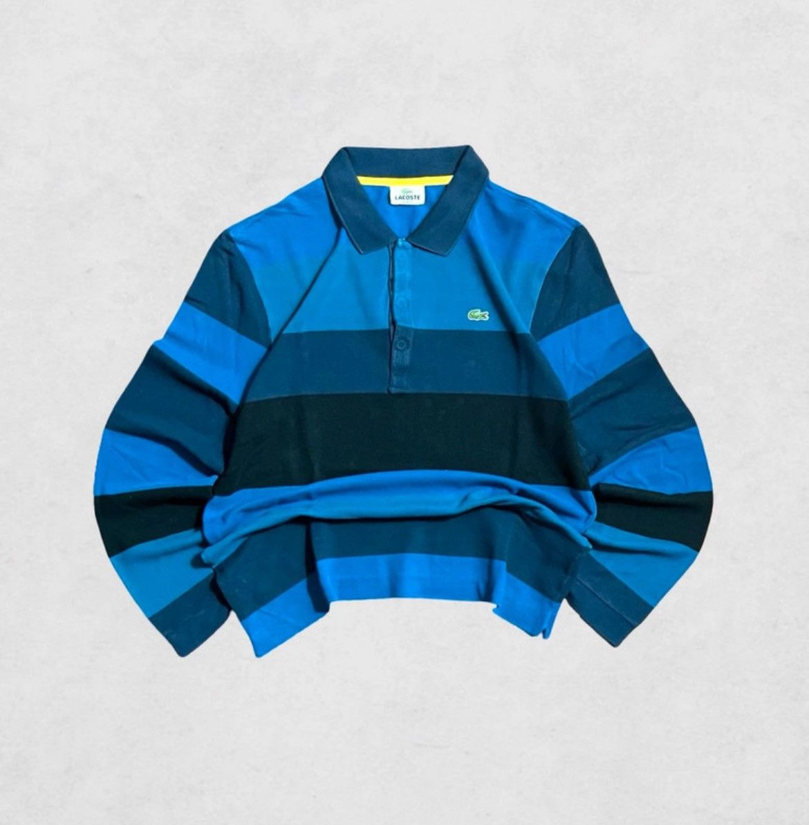 Lacoste Vintage 2000s Lacoste long-sleeved polo shirt blue stripes Size US M / EU 48-50 / 2 - 1 Thumbnail