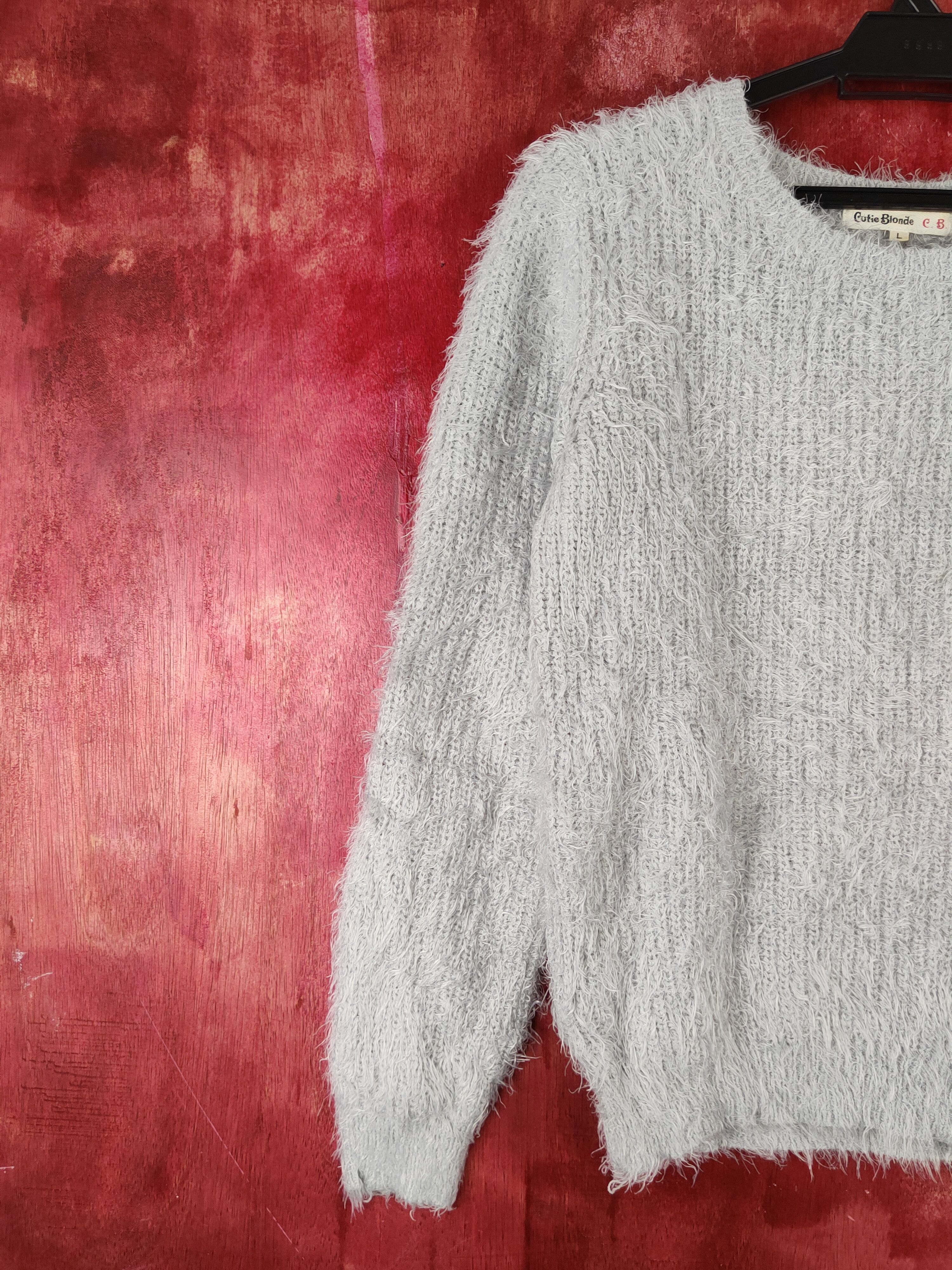 Homespun Knitwear × Japanese Brand × Vintage Cutie Blondie Gray Shag Shaggy Fur Mohair Knitwear #S1918 Size M / US 6-8 / IT 42-44 - 3 Thumbnail