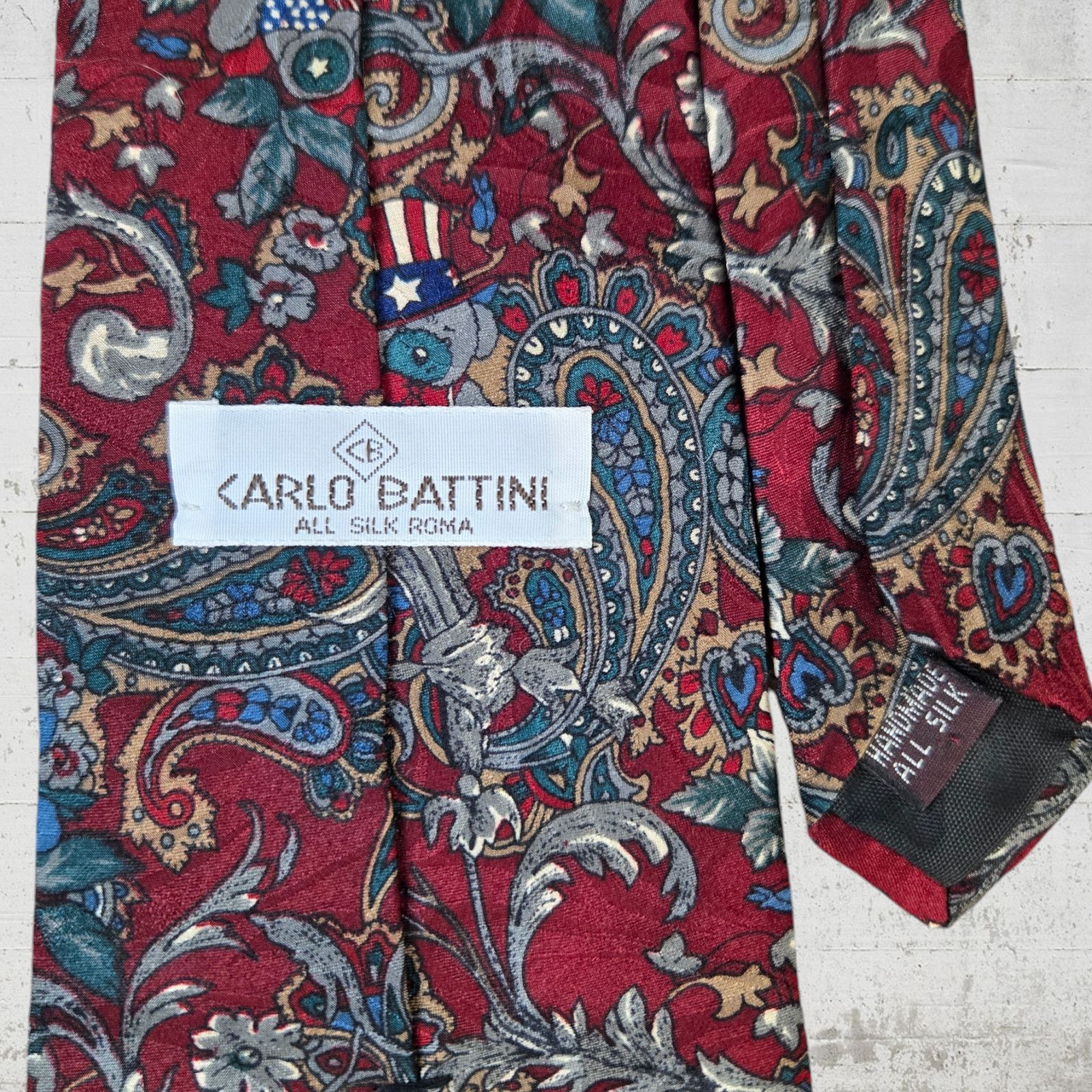 Vintage Vintage Red Paisley USA Teddy Bear Silk Tie Size ONE SIZE - 4 Thumbnail